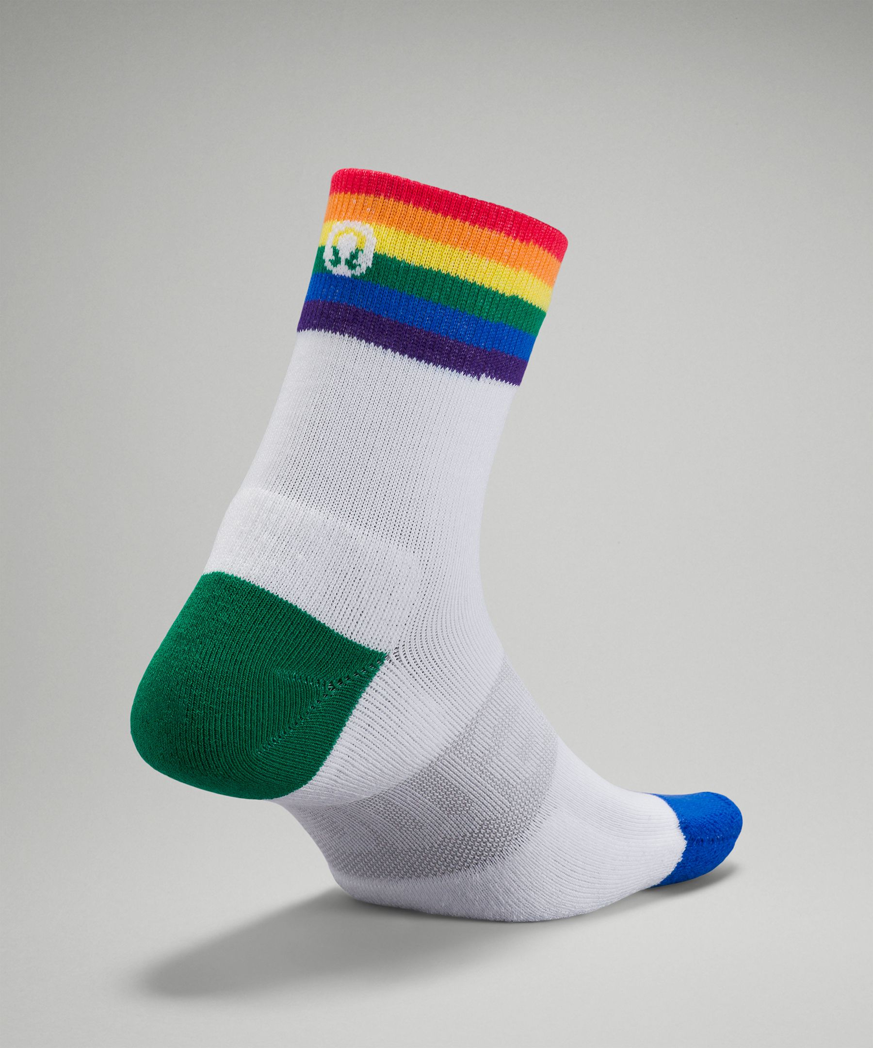 Lululemon Logo Socks Rainbow Daily Stride Mid-Crew Stripe New in