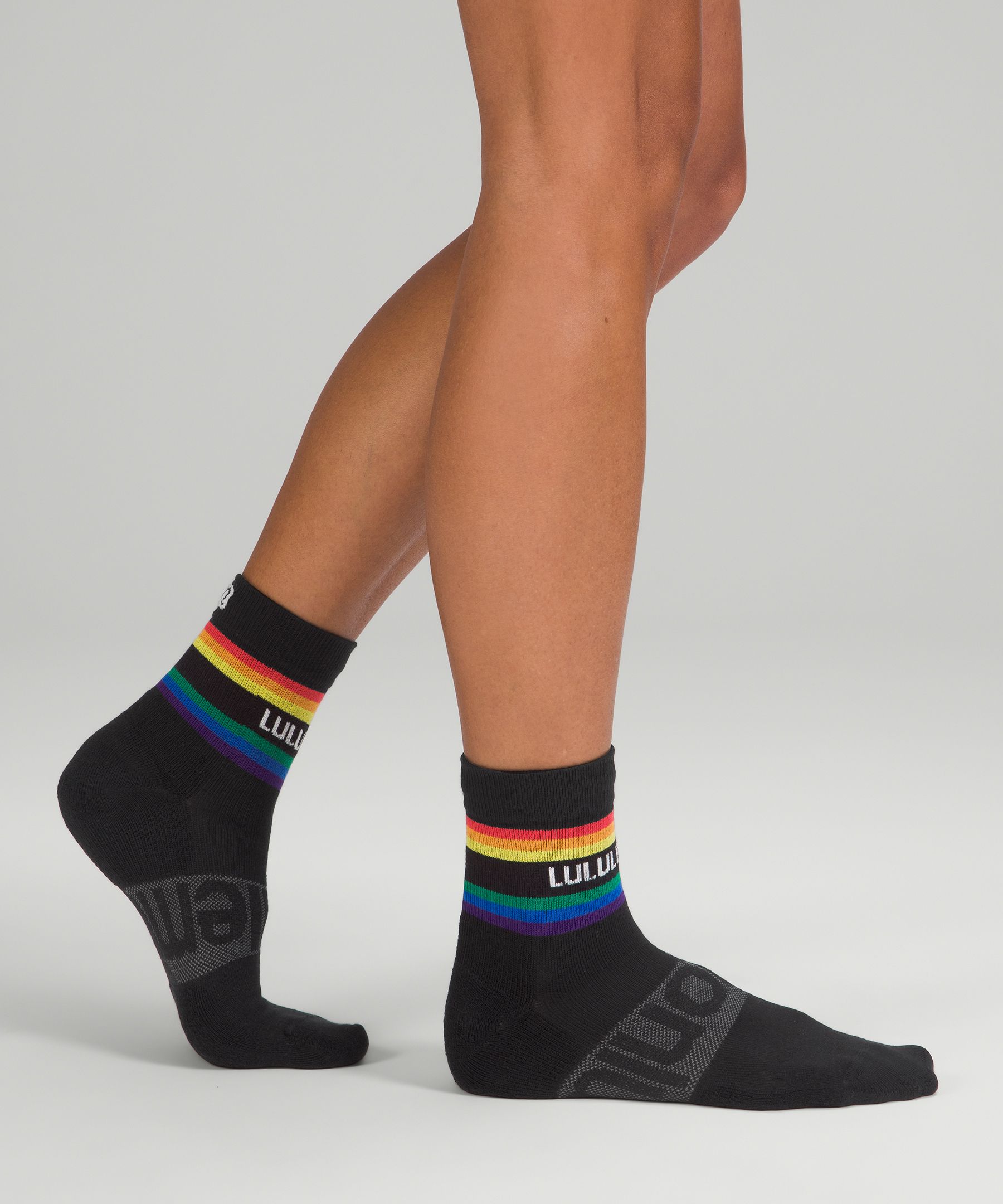 Lululemon athletica Women's Daily Stride Mid-Crew Sock Rainbow *Wordmark, Socks