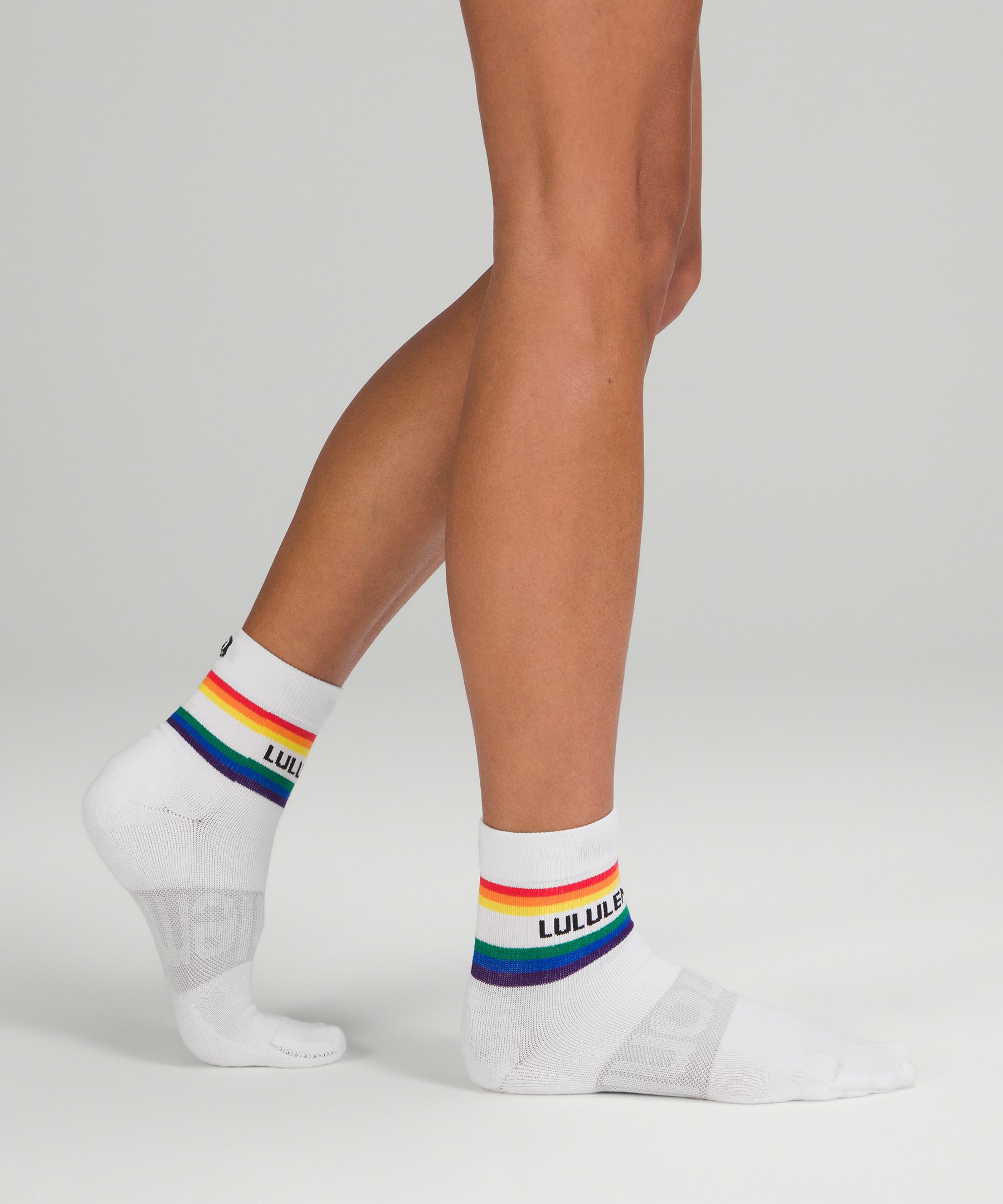 Lululemon athletica Women's Daily Stride Mid-Crew Sock Rainbow *Wordmark, Socks