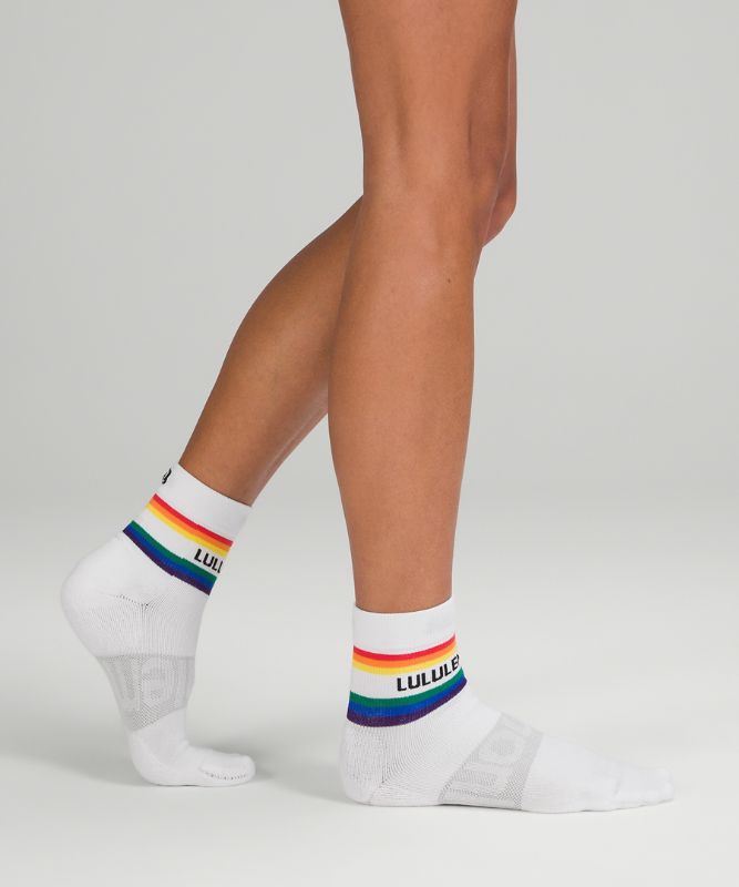 Women's Daily Stride Mid-Crew Sock Stripe lululemon *Wordmark