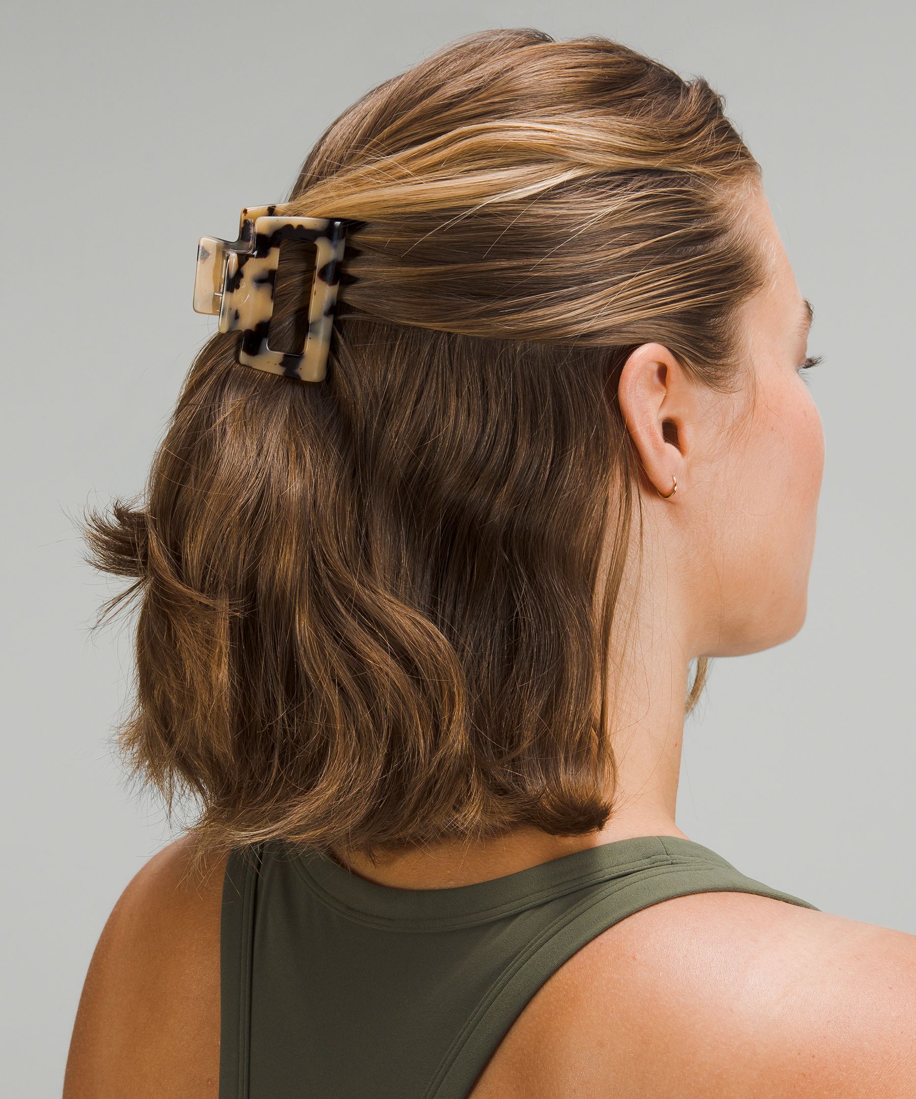 Shop Lululemon Medium Claw Hair Clip In Golden Sand/black