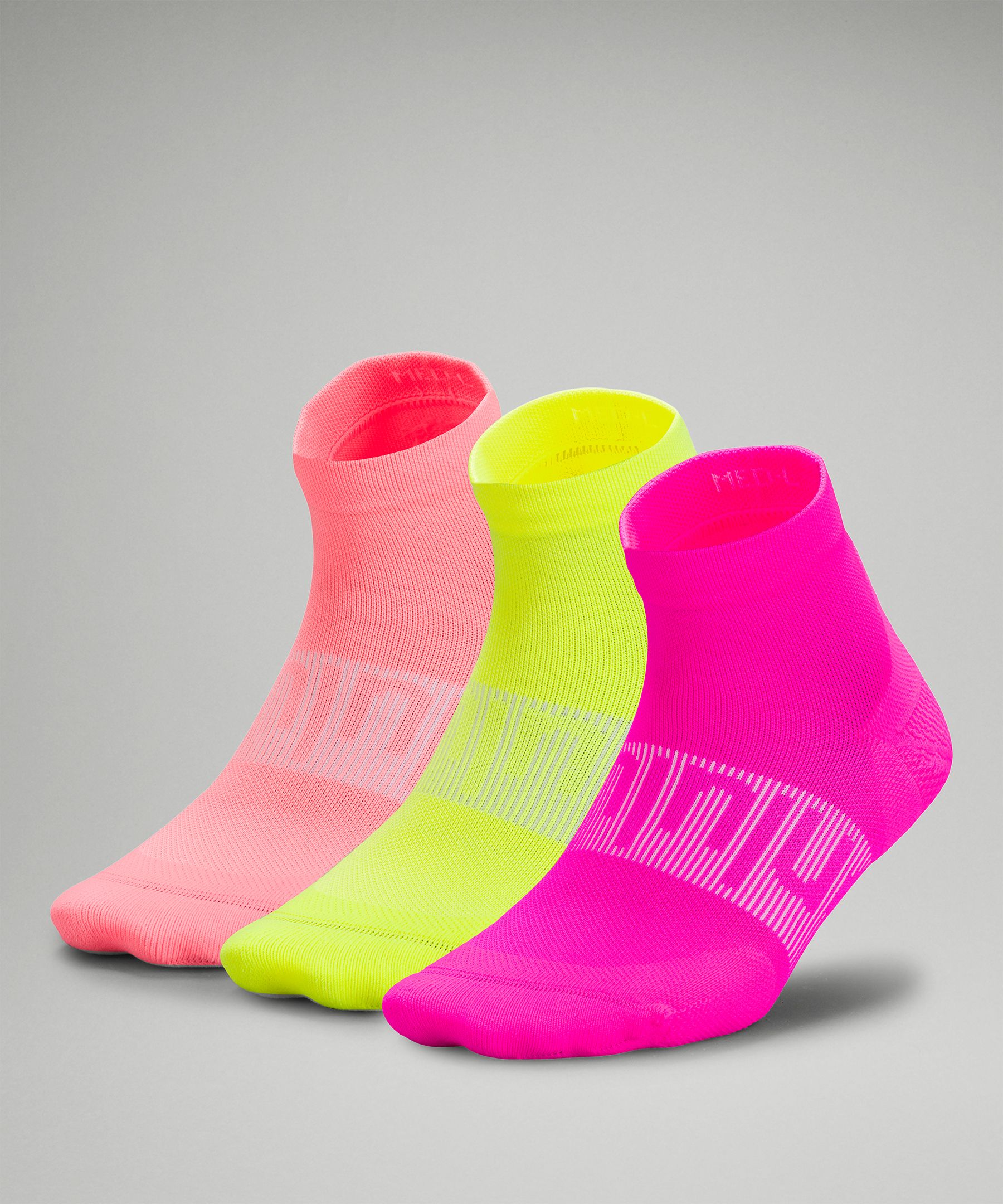 Lululemon Power Stride Ankle Socks 3 Pack In Highlight Pink/highlight Yellow/sunset