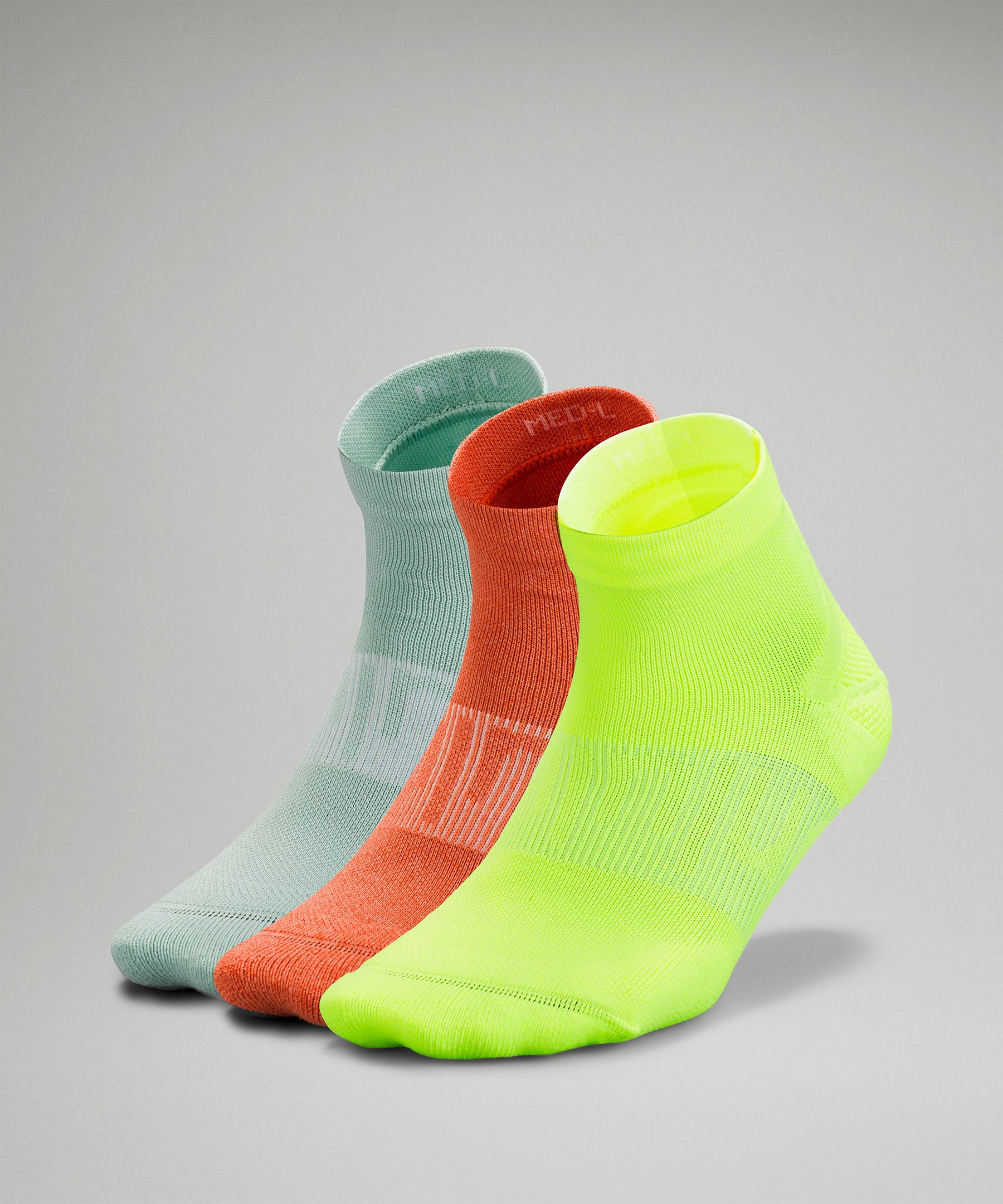 Lululemon Power Stride Ankle Socks 3 Pack In Highlight Yellow/arctic Green/canyon Orange