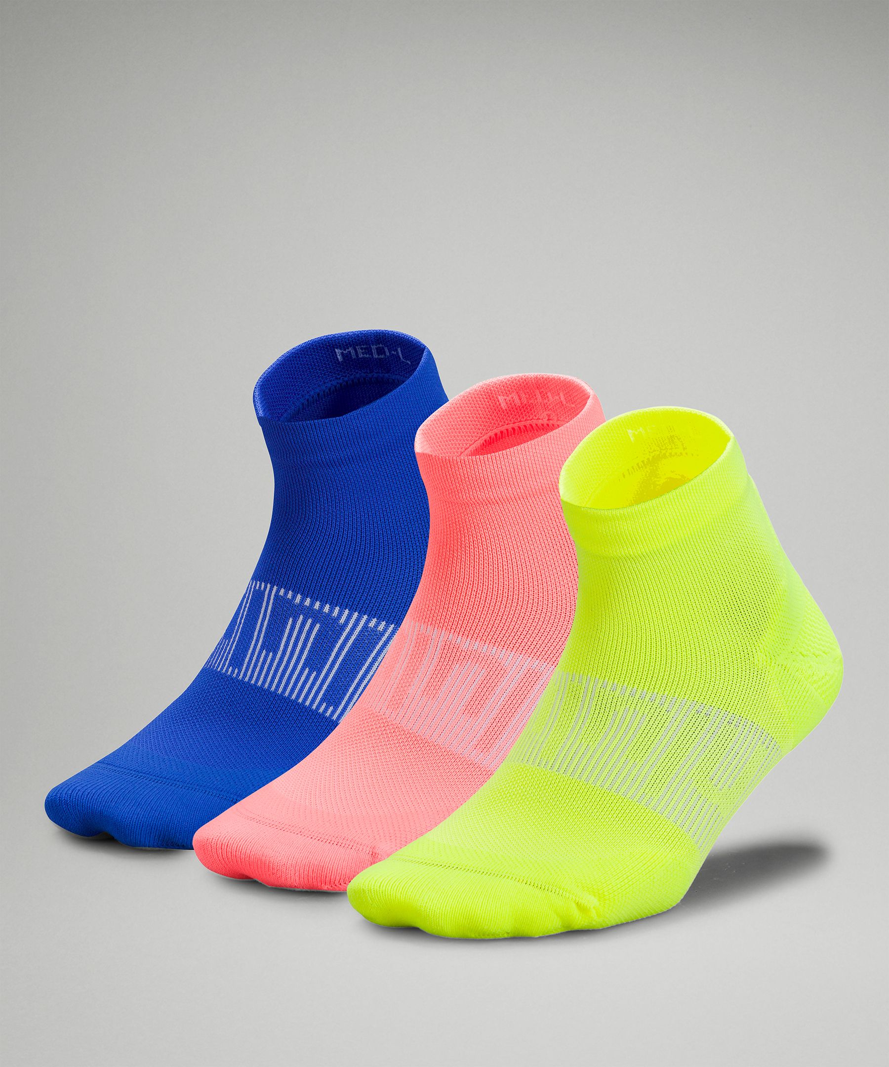 Lululemon Power Stride Ankle Socks 3 Pack In Highlight Yellow/sunset/blazer Blue