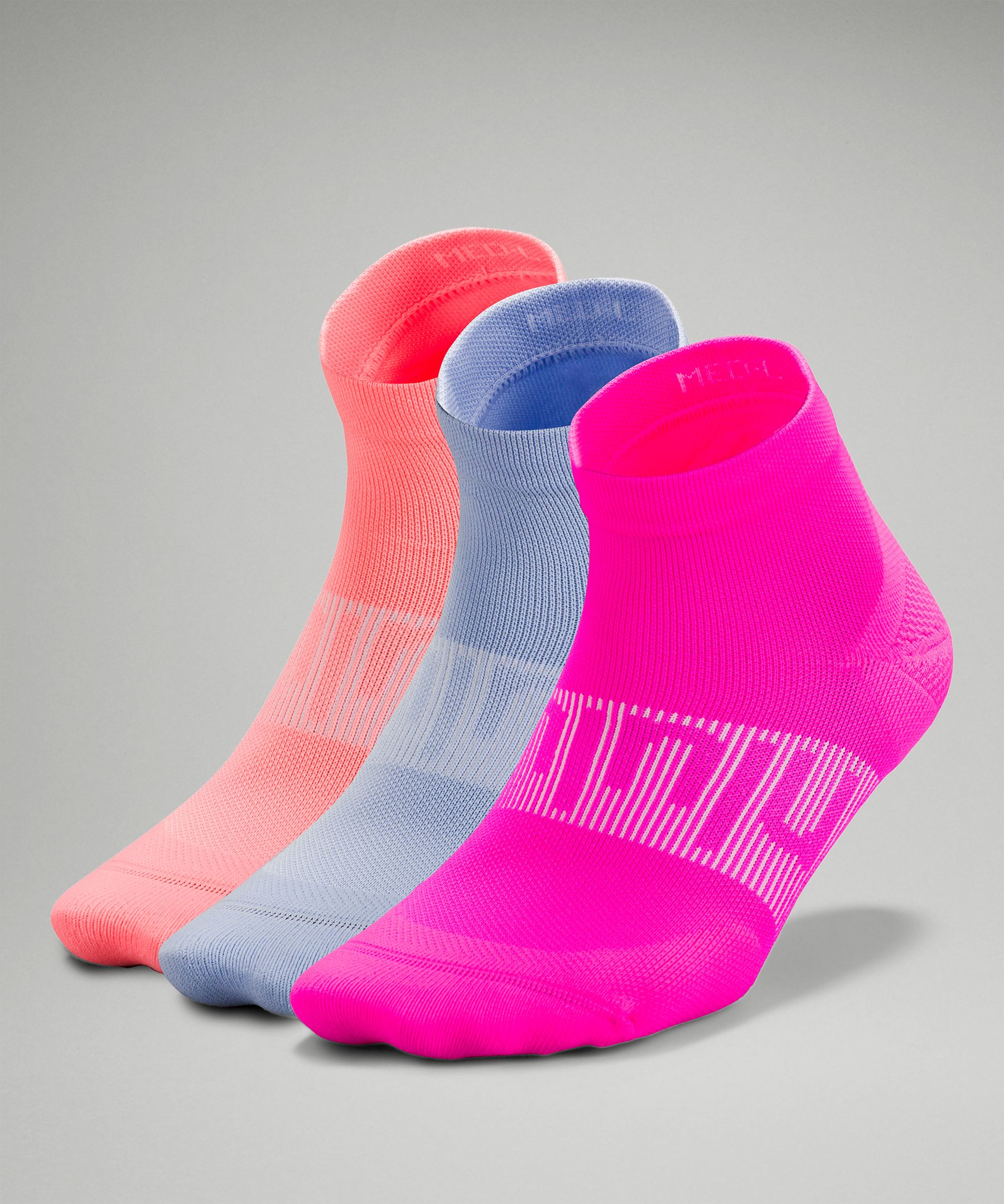 Lululemon Power Stride Ankle Socks 3 Pack In Highlight Pink/blue Linen/sunset