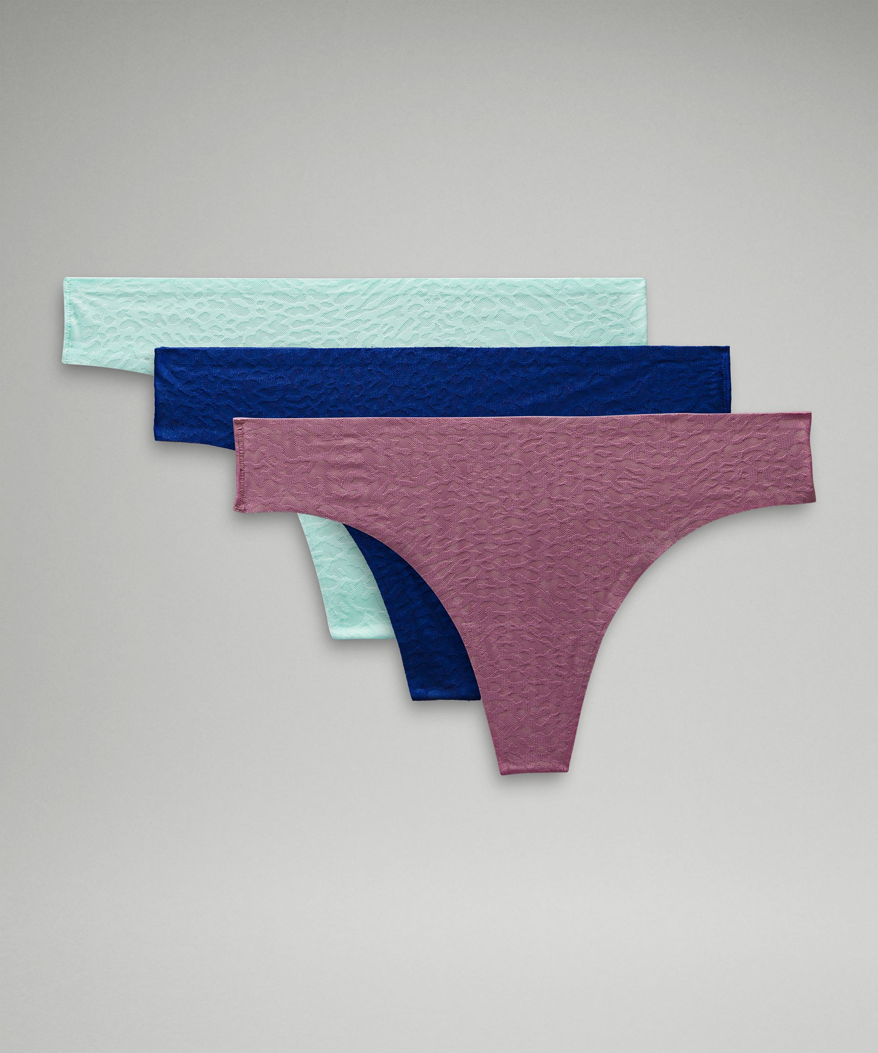 Lululemon InvisiWear Mid Rise Thong Underwear 3 Pack - Wisteria Purple /  Sonic Pink / Rhino Grey - lulu fanatics