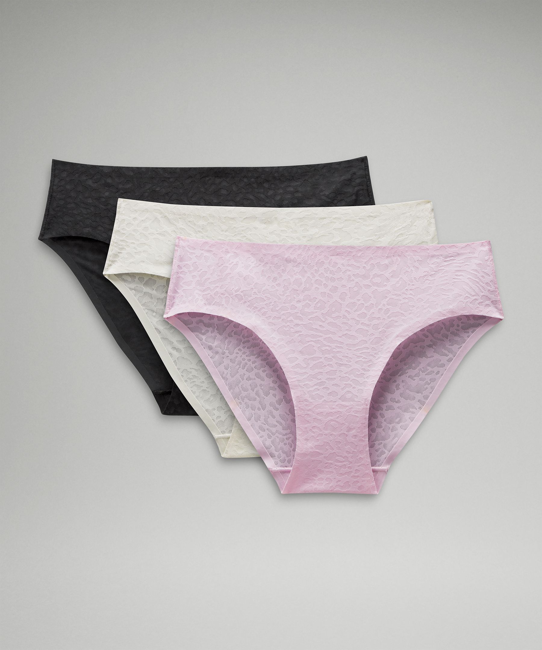 lululemon athletica, Intimates & Sleepwear, Lululemon Invisiwear Mid Rise  Bikini Underwear 3 Pack Black Pink Mist Medium Nwt