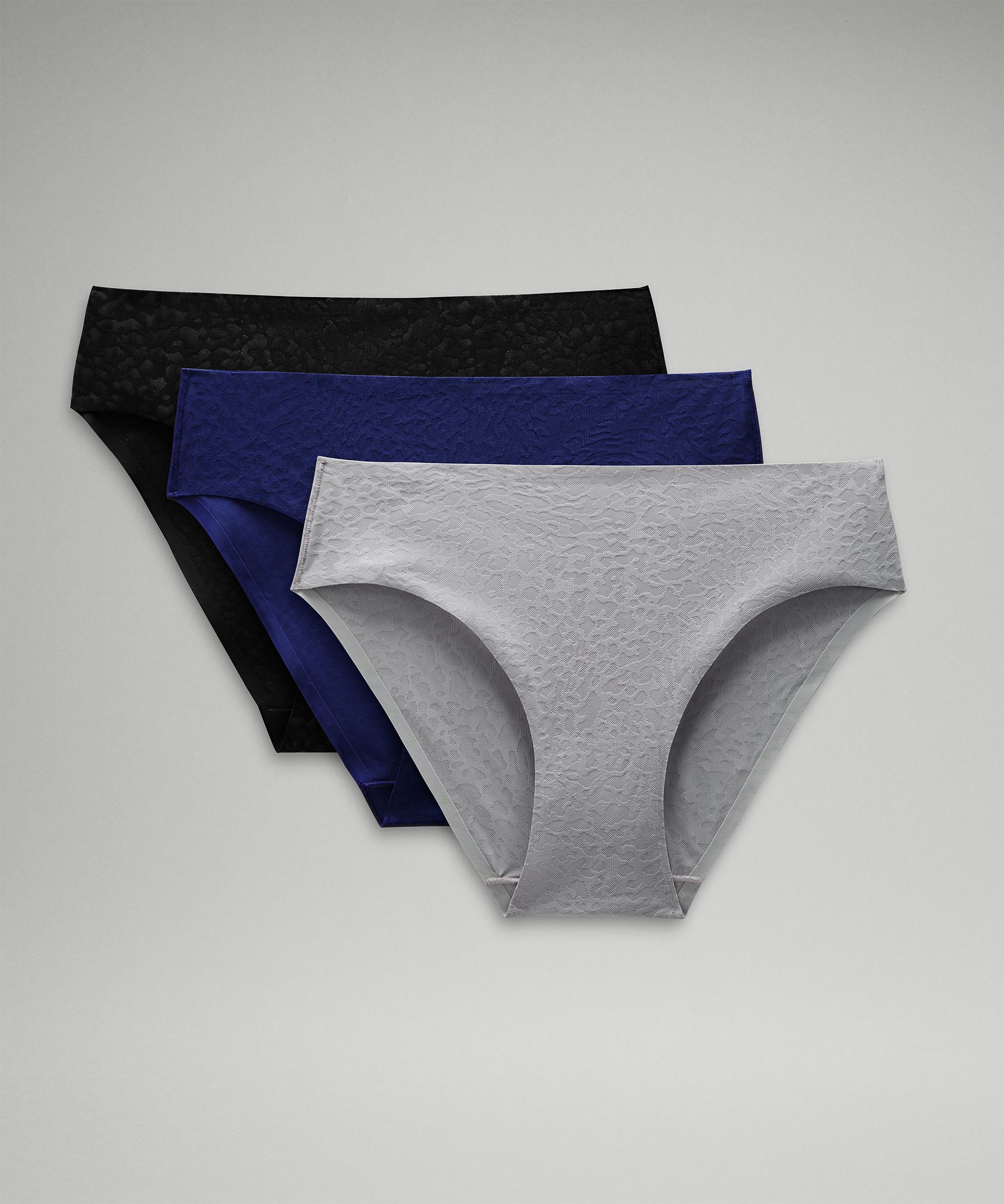Lululemon Invisiwear Mid-rise Bikini Underwear Performance Lace 3 Pack In Multi