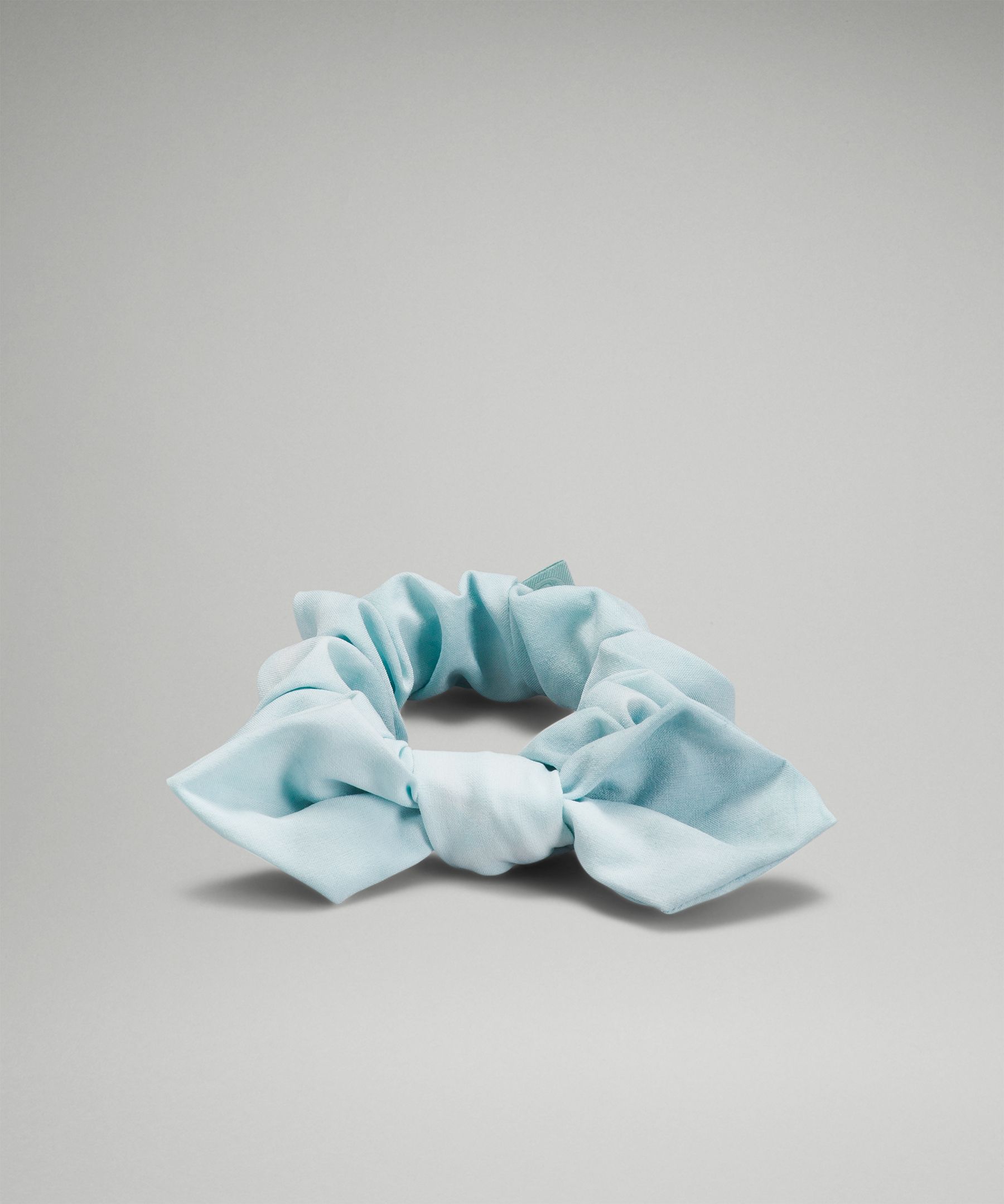 Lululemon Uplifting Bow Scrunchie In Diamond Dye White Sheer Blue Silver Blue