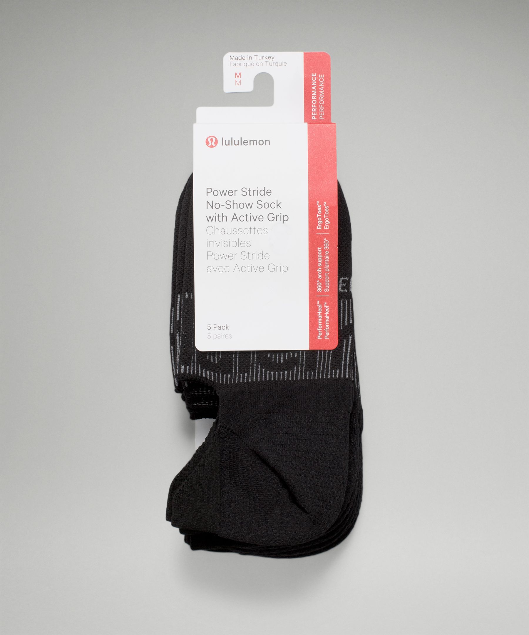 Shop Lululemon Power Stride No-show Socks With Active Grip 5 Pack