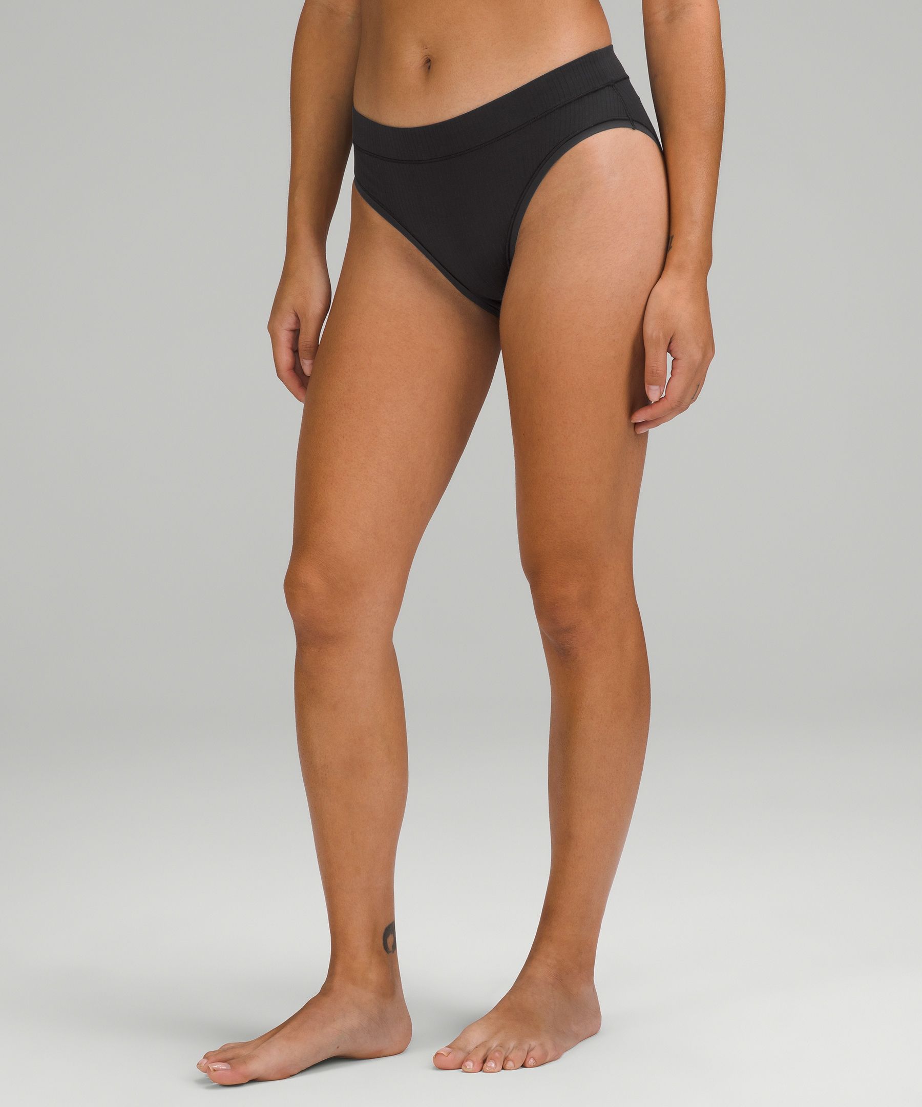 UnderEase Ribbed Mid-Rise Bikini Underwear