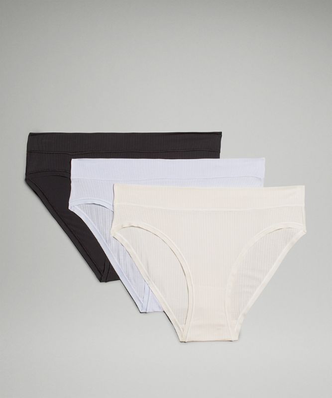 UnderEase Gerippte Bikini-Unterwäsche mit mittelhohem Bund 3er-Pack