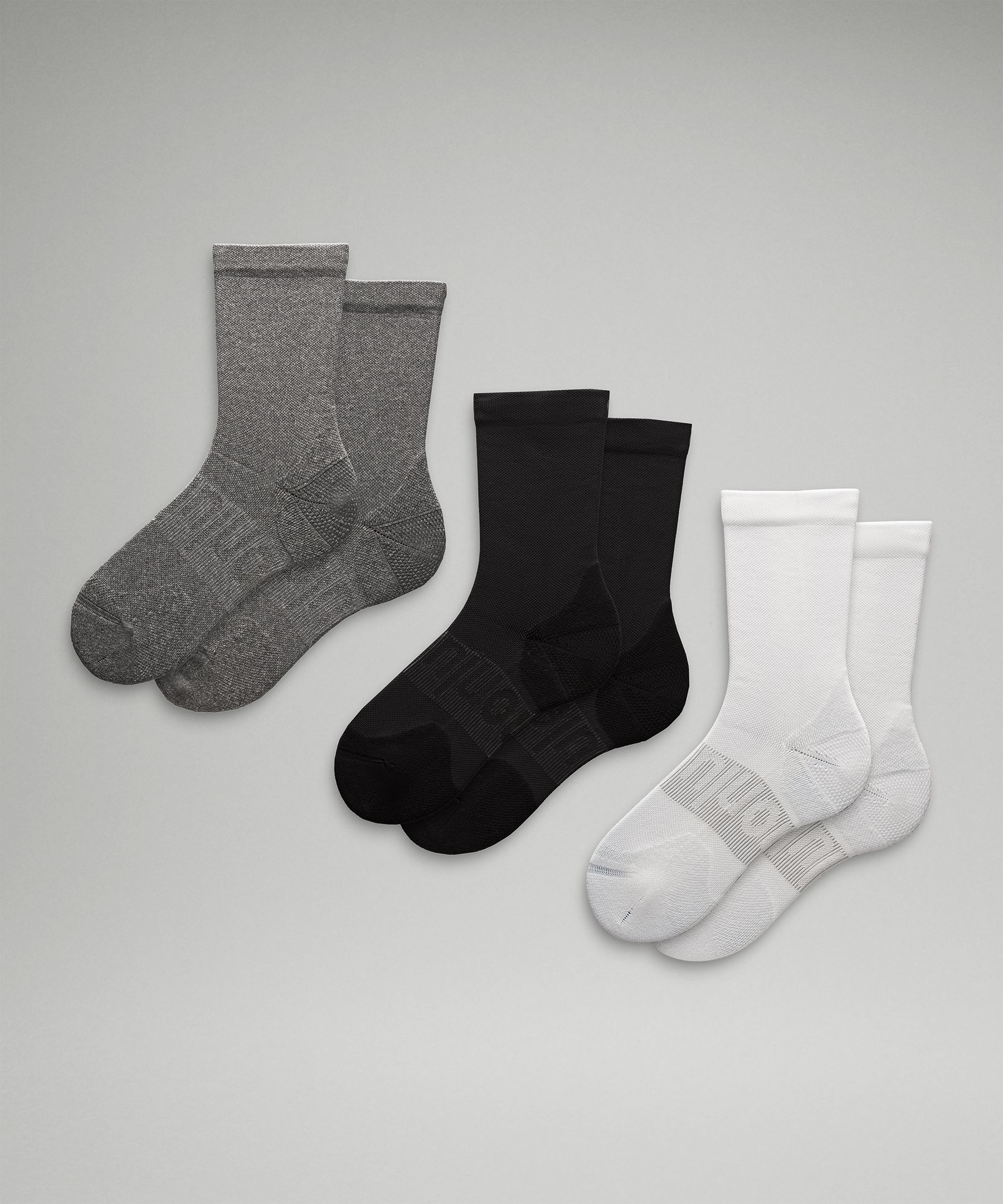 Women's Power Stride Crew Socks 3 Pack - Grey,Black,White,Neutral