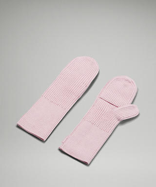 Women's Ribbed Merino Wool-Blend Knit Mittens