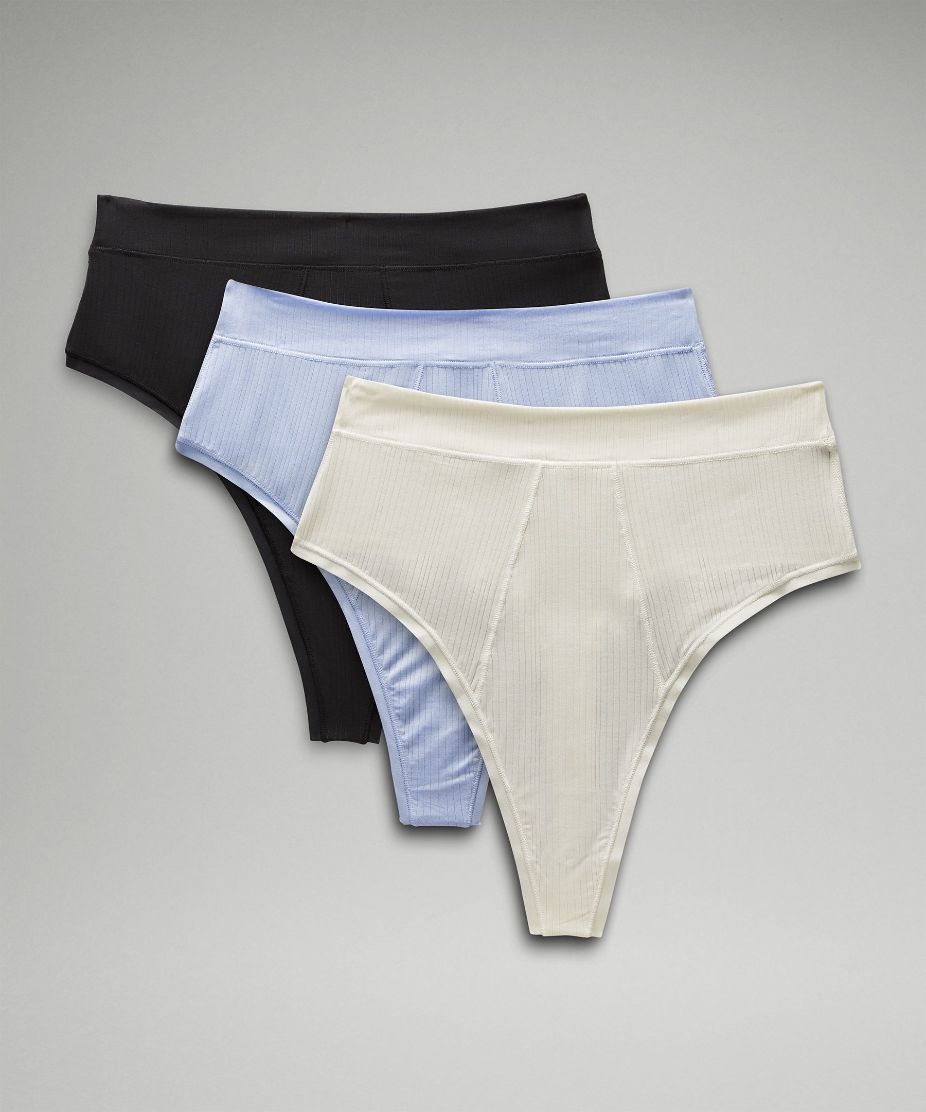 Lululemon Underease Ribbed High-waist Thong Underwear 3 Pack