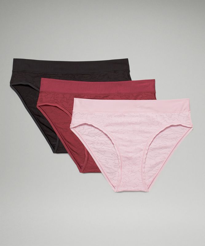 UnderEase Lace Mid-Rise Bikini Underwear 3 Pack