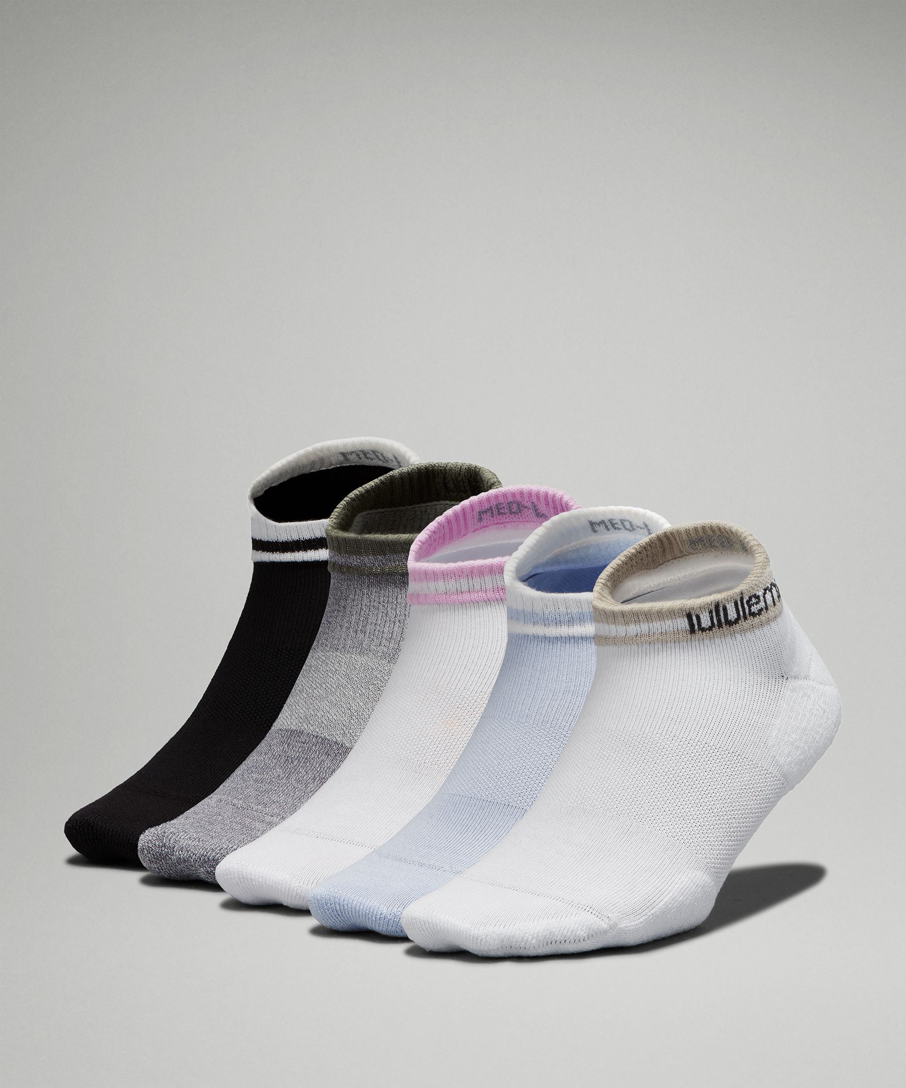 lululemon – Women's Daily Stride Comfort Low-Ankle Socks 5 Pack – Color White/Blue/Black – Size S