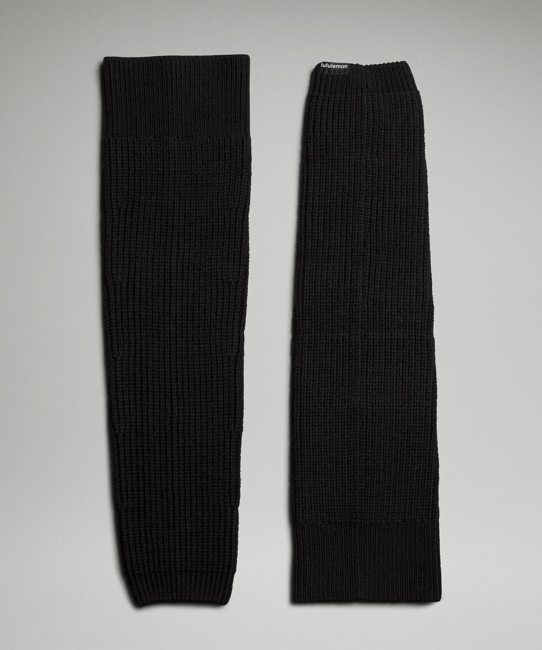 Hélène Ribbed Merino Wool Leg Warmers, Noir de Charbon