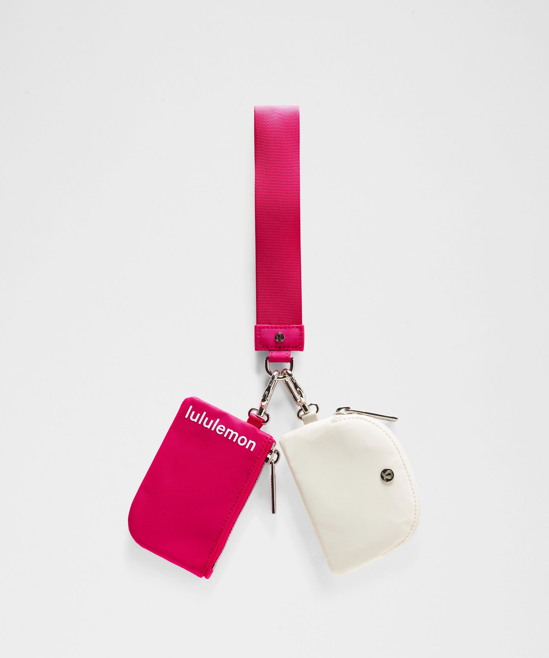 Dual Pouch Wristlet - Pink,White