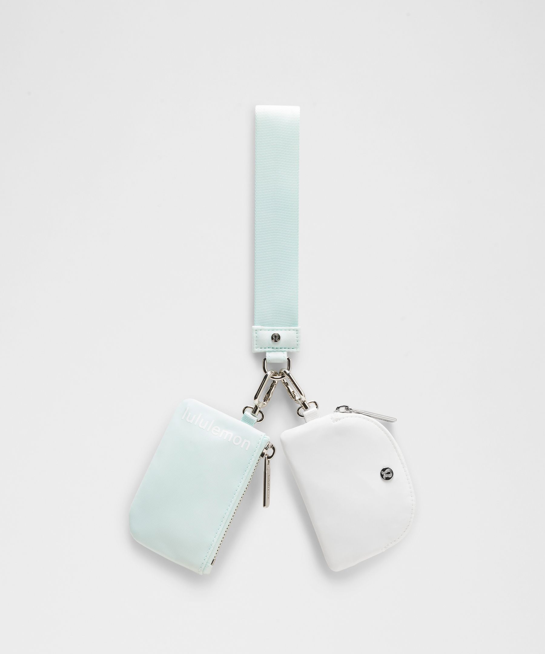 Dual Pouch Wristlet - Mint Breeze/White