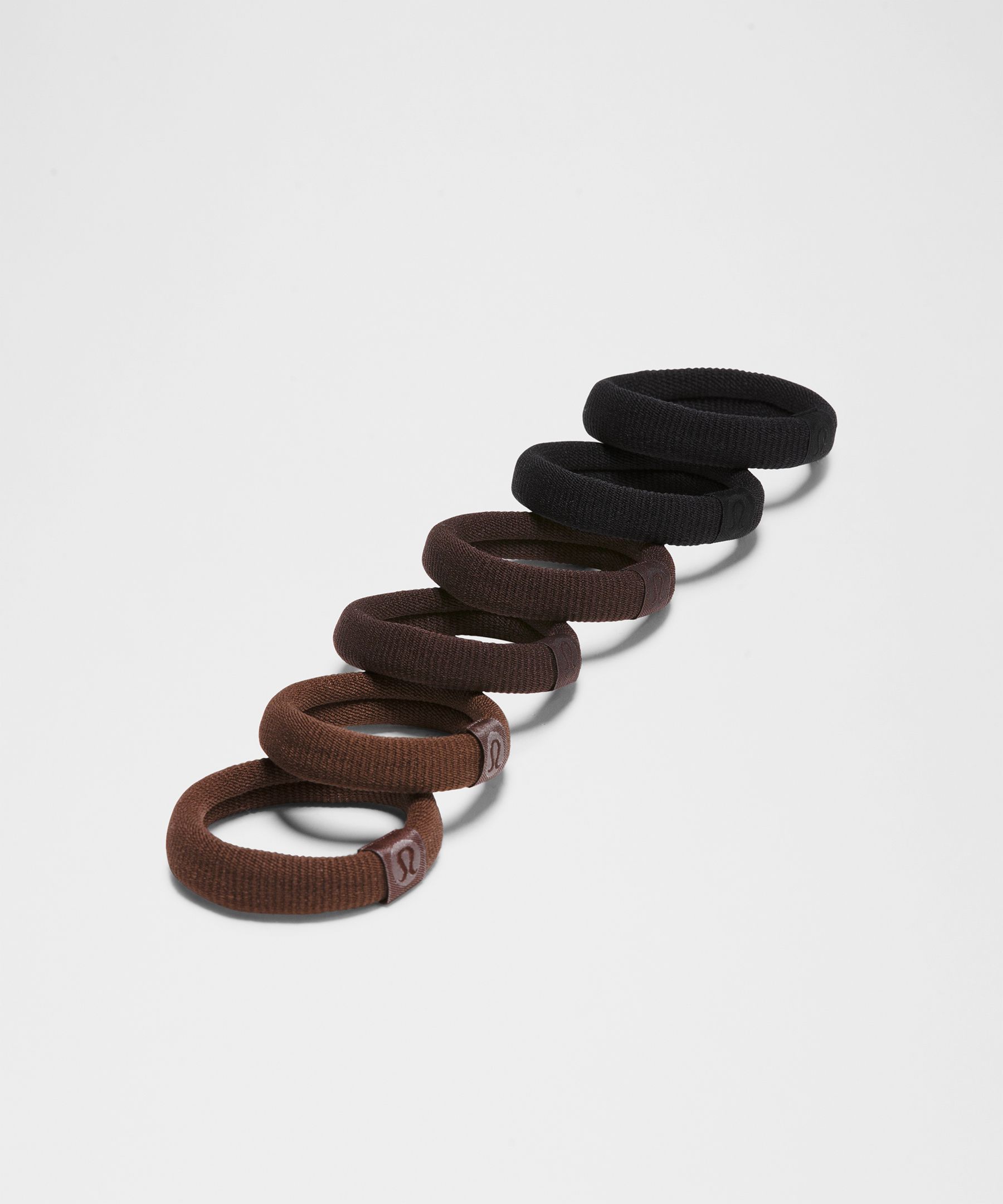 Knit Hair Ties 6 Pack - Brown