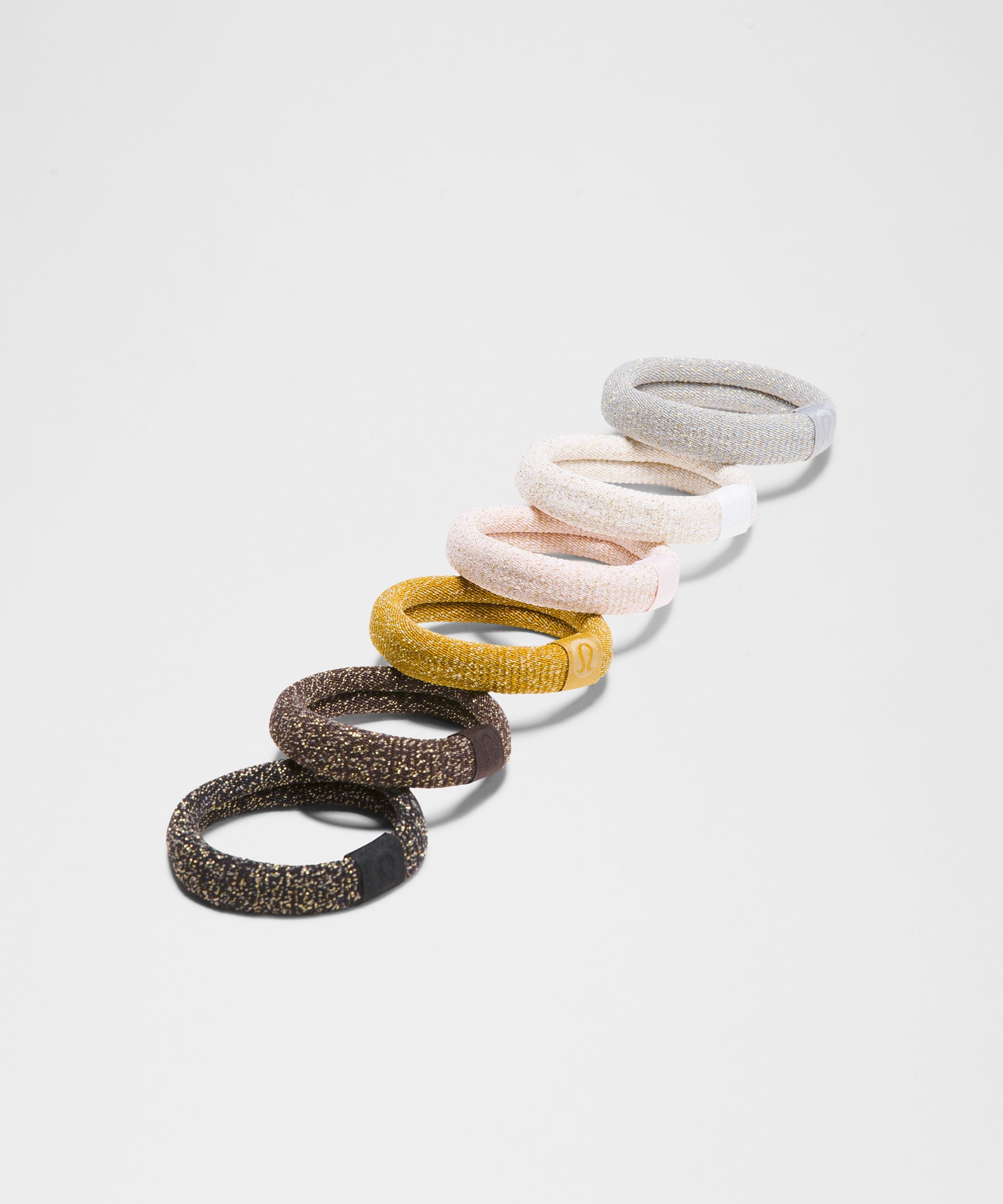 Knit Hair Ties 6 Pack - Brown