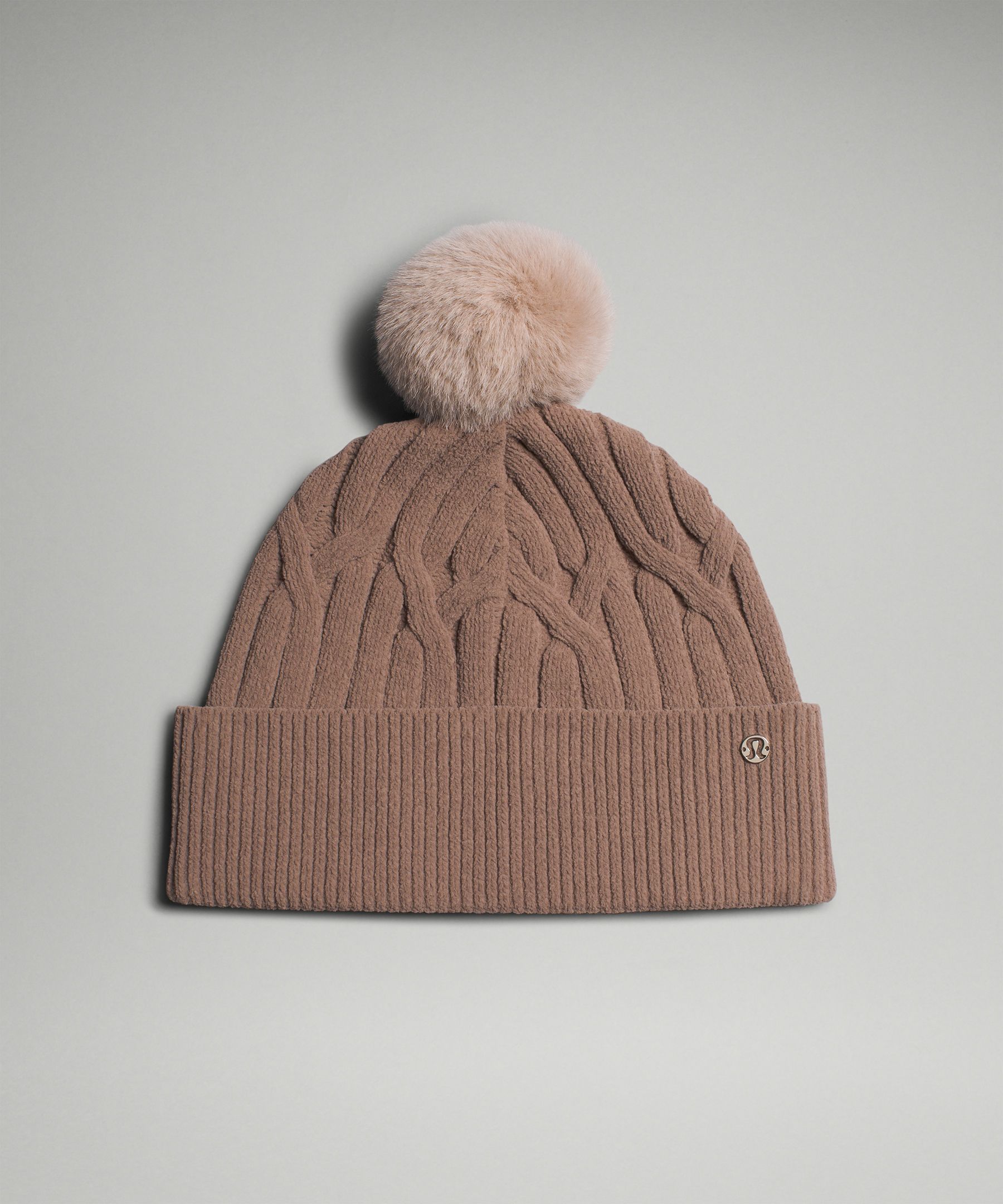 lululemon – Women's Cable-Knit Pom-Pom Beanie Hat – Color Brown