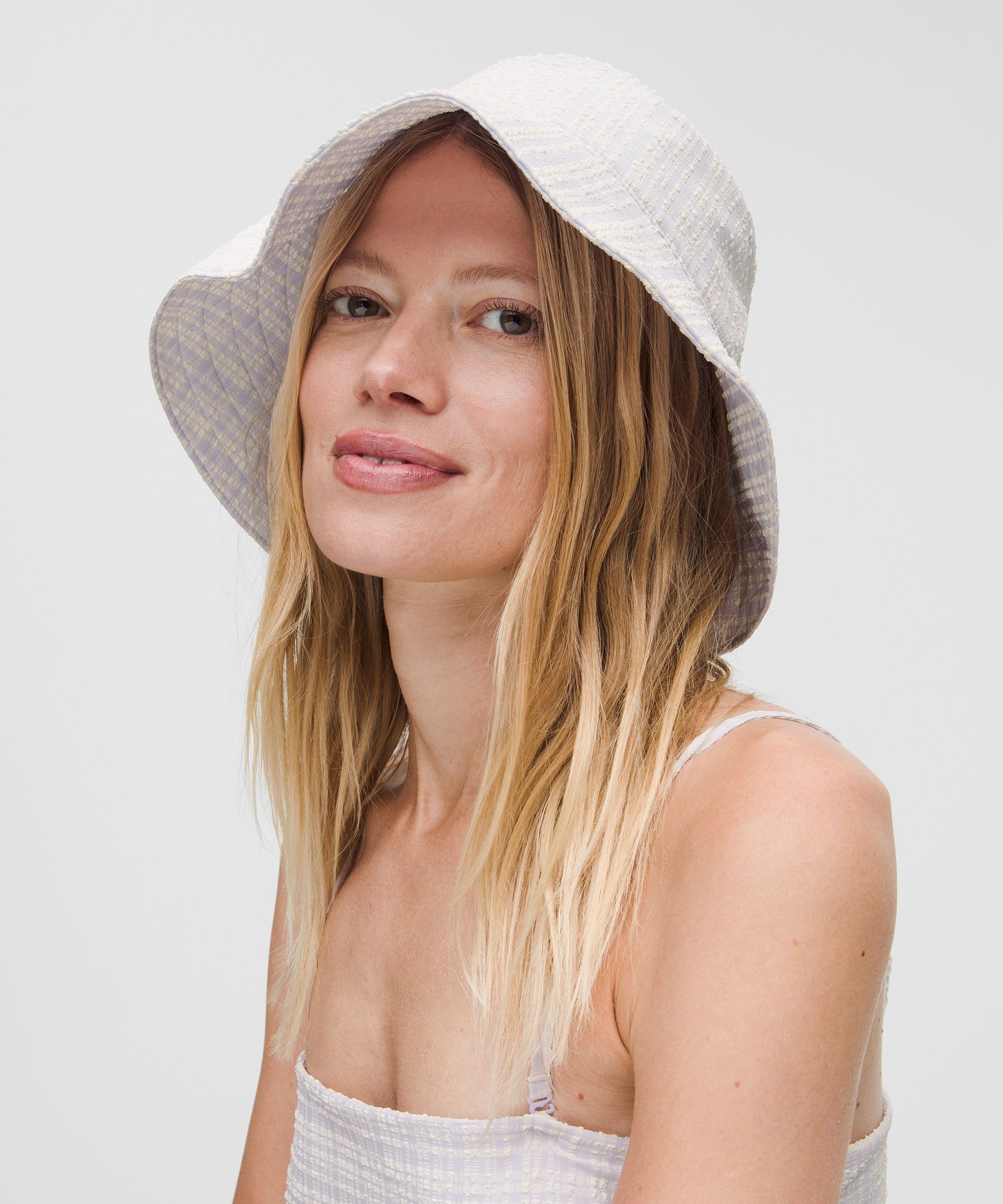 Women's Seersucker Check Wide-Brim Hat | Hats