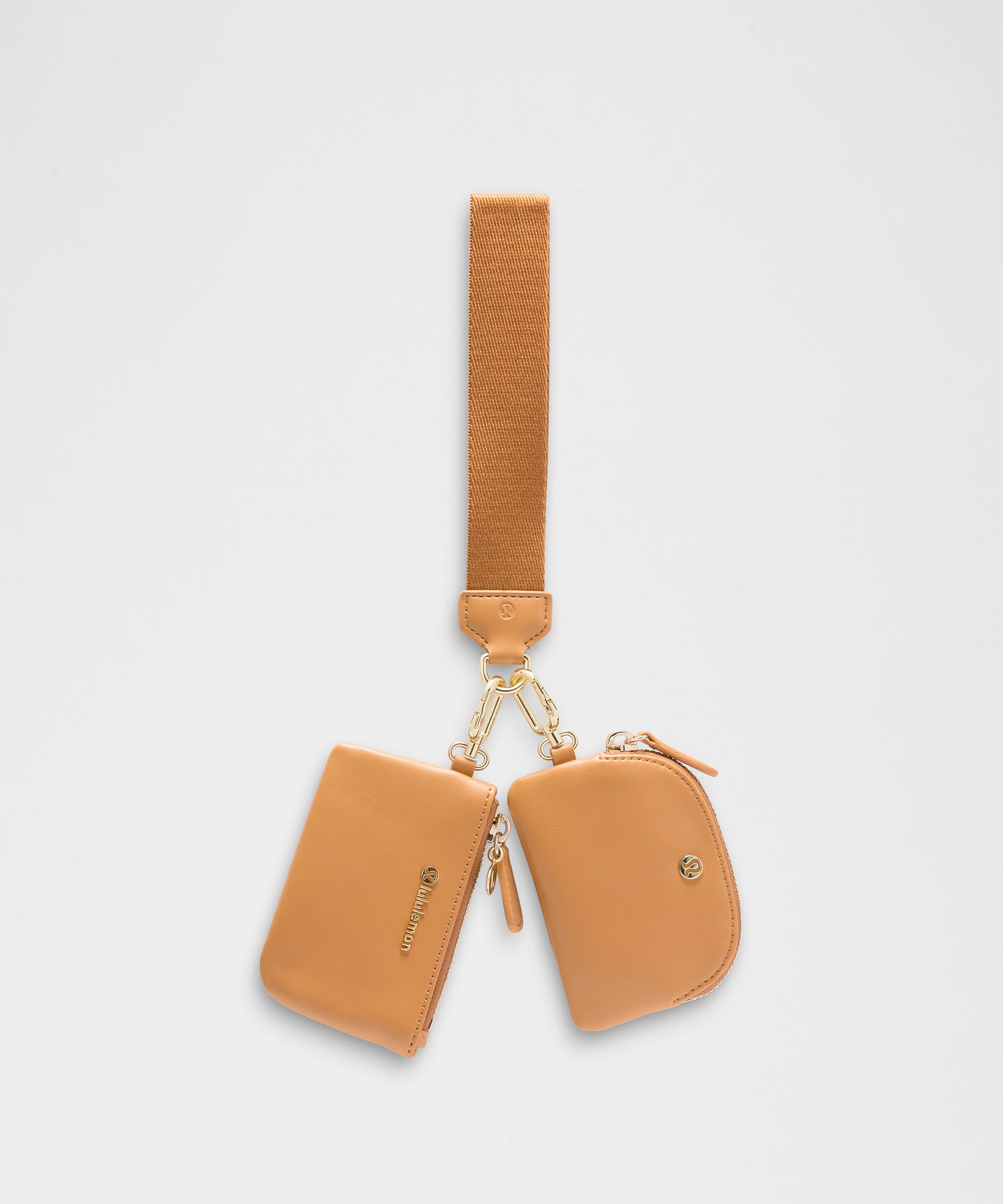 Dual Pouch Wristlet Leather Alternative - Orange