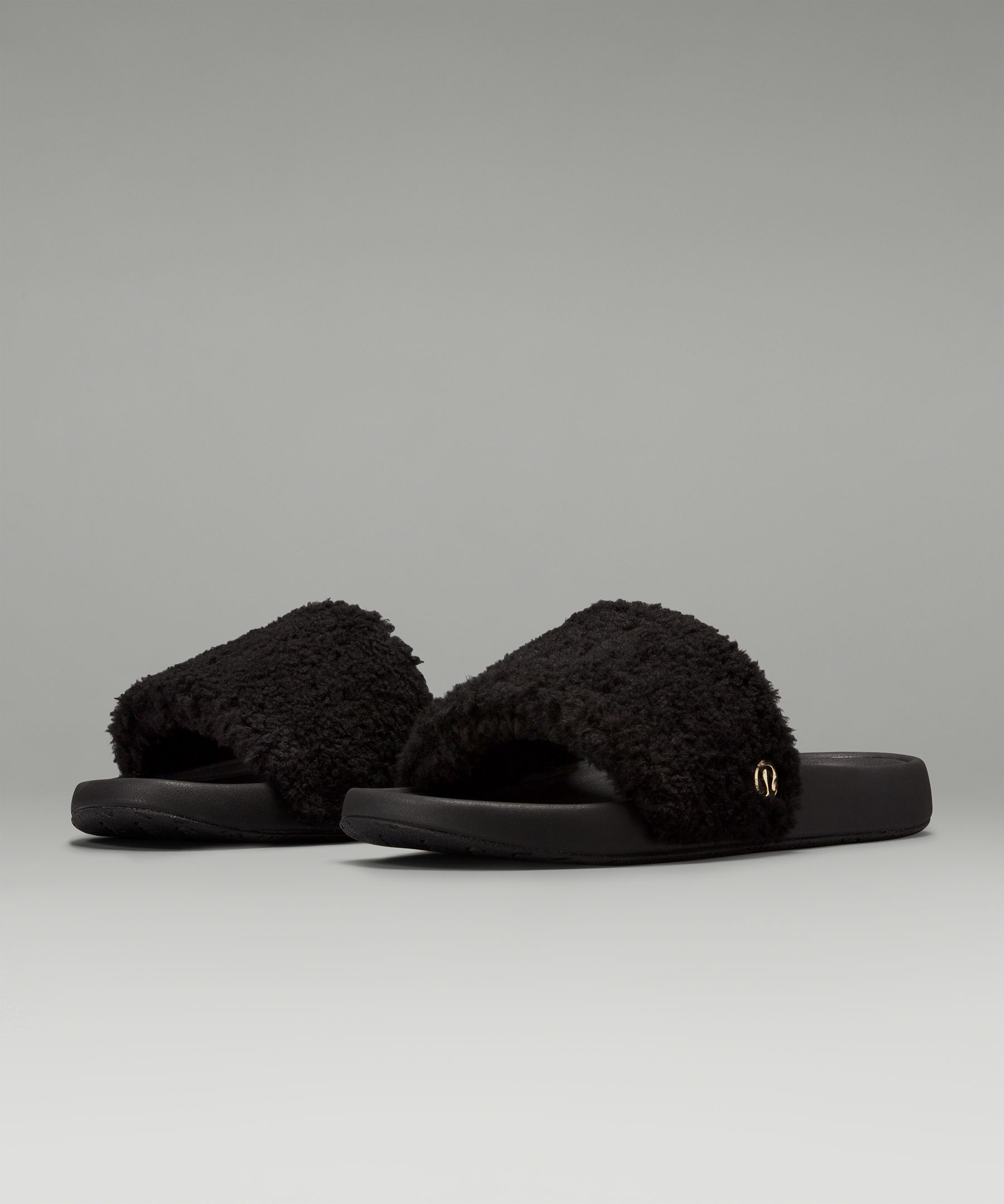 Women's Fleece Restfeel Slide - Black,Neutral