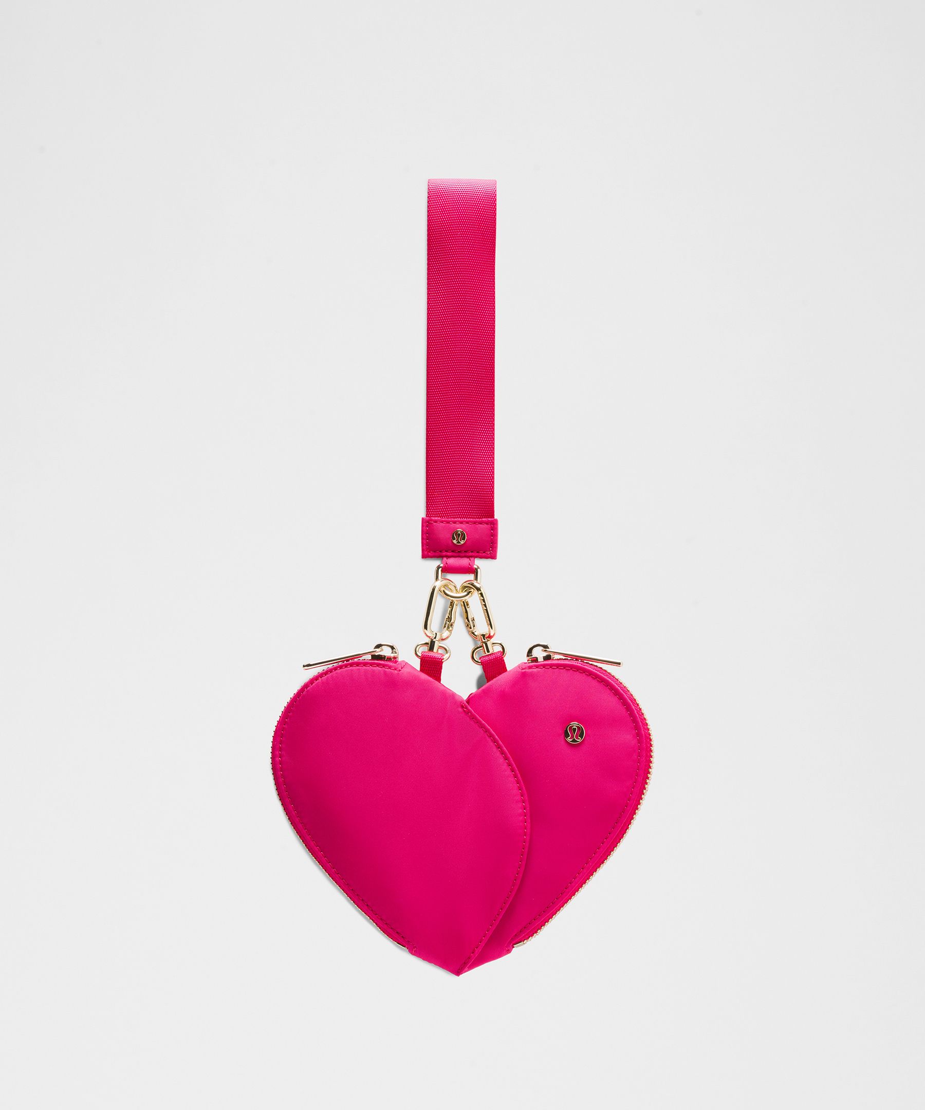 Dual Pouch Wristlet Heart - Pink