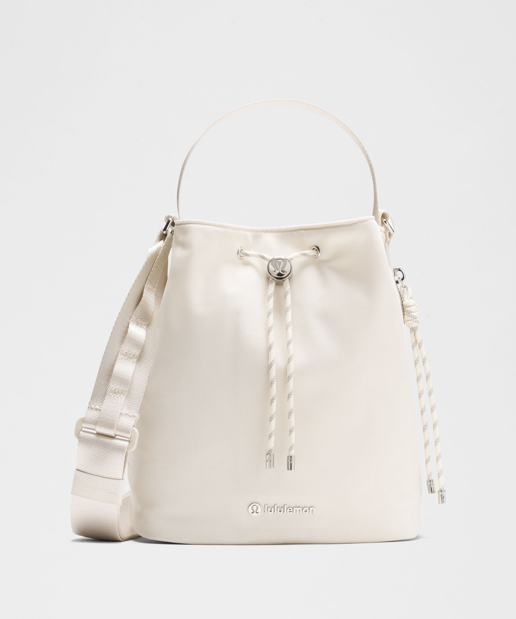 Drawstring Bucket Crossbody Bag 5L - White,Neutral