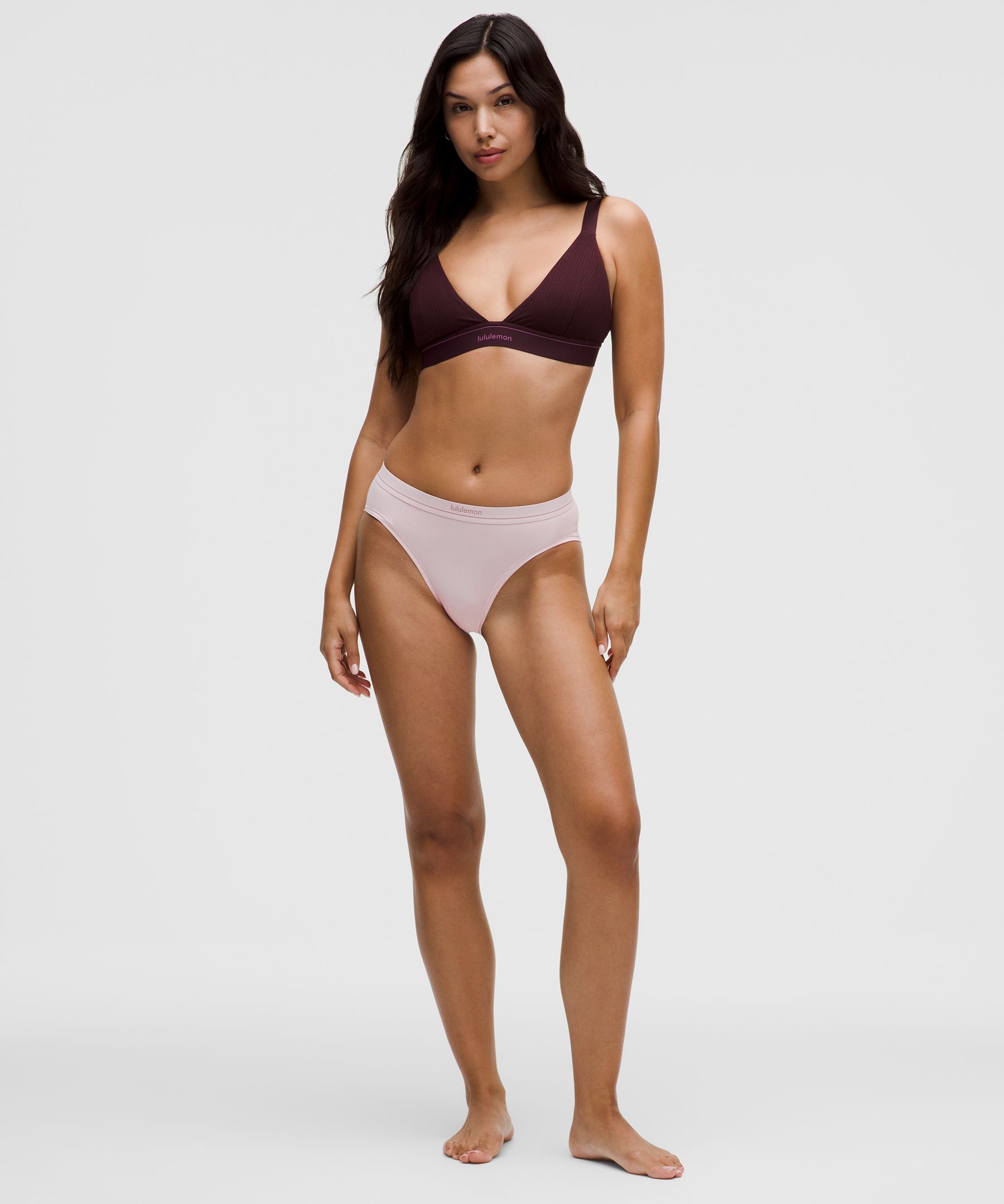 Lululemon Stretch Cotton Ribbed Logo Super-high-rise Bikini Underwear In Pink