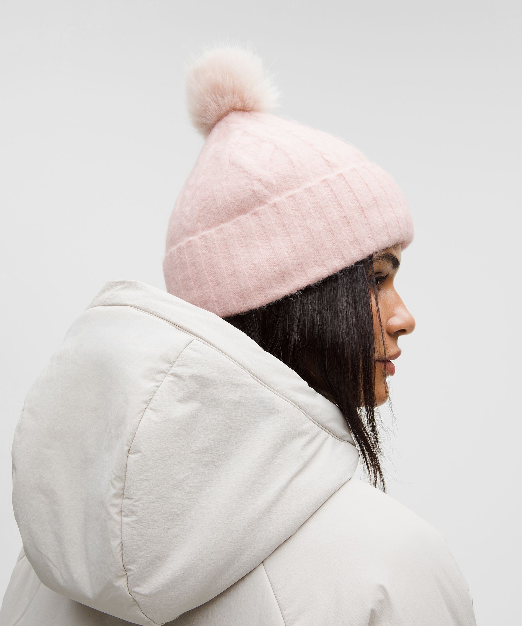 Lululemon Alpaca Wool-blend Cable-knit Fleece-lined Pom Beanie