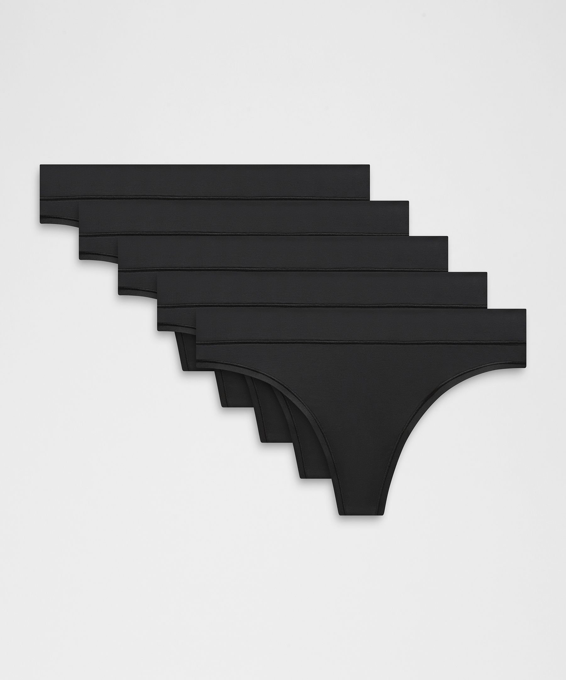 lululemon – Women’s UnderEase Mid-Rise Thong Underwear 5 Pack – Color Black – Size Large