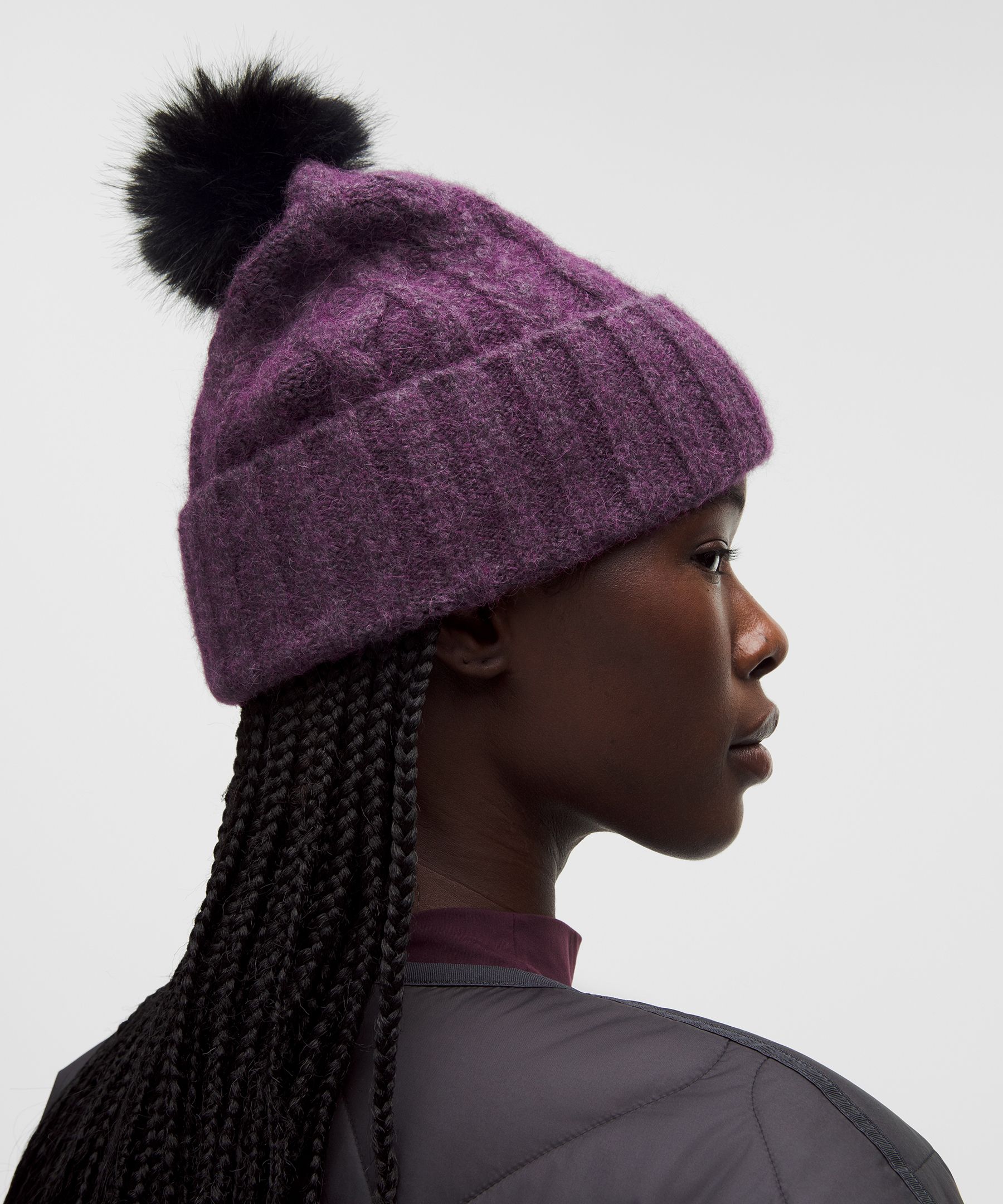 Lululemon Women's Alpaca Wool-blend Cable-knit Pom Beanie In Purple