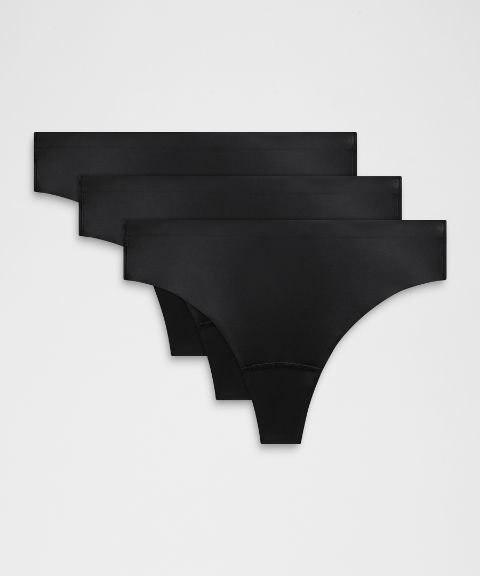 Женские трусы-стринги Lululemon Nulu, 3 пары, цвет: Чёрный