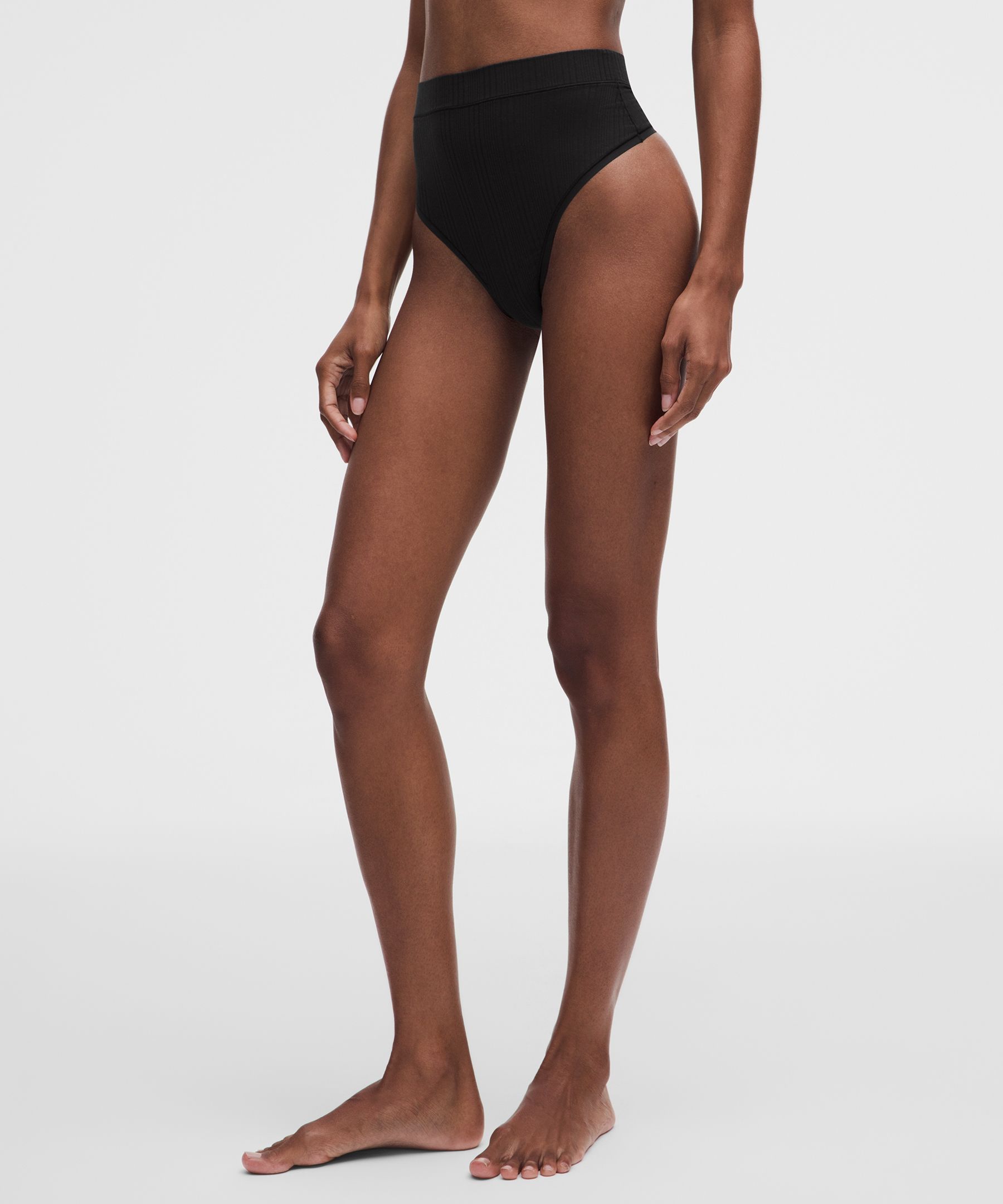 UnderEase High-Waist Ribbed Thong Underwear