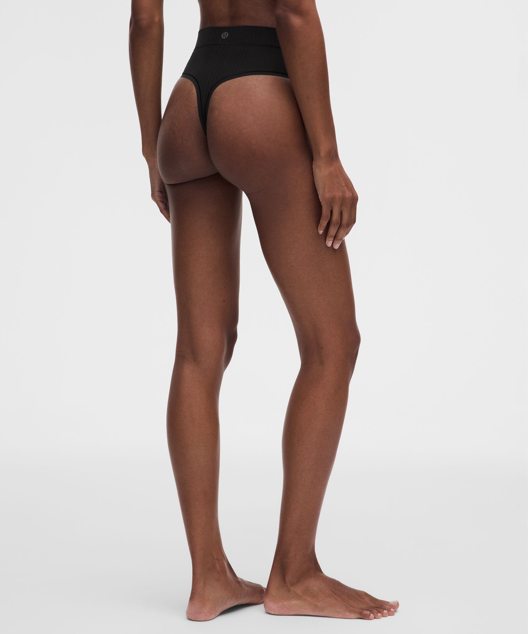 UnderEase High-Waist Ribbed Thong Underwear