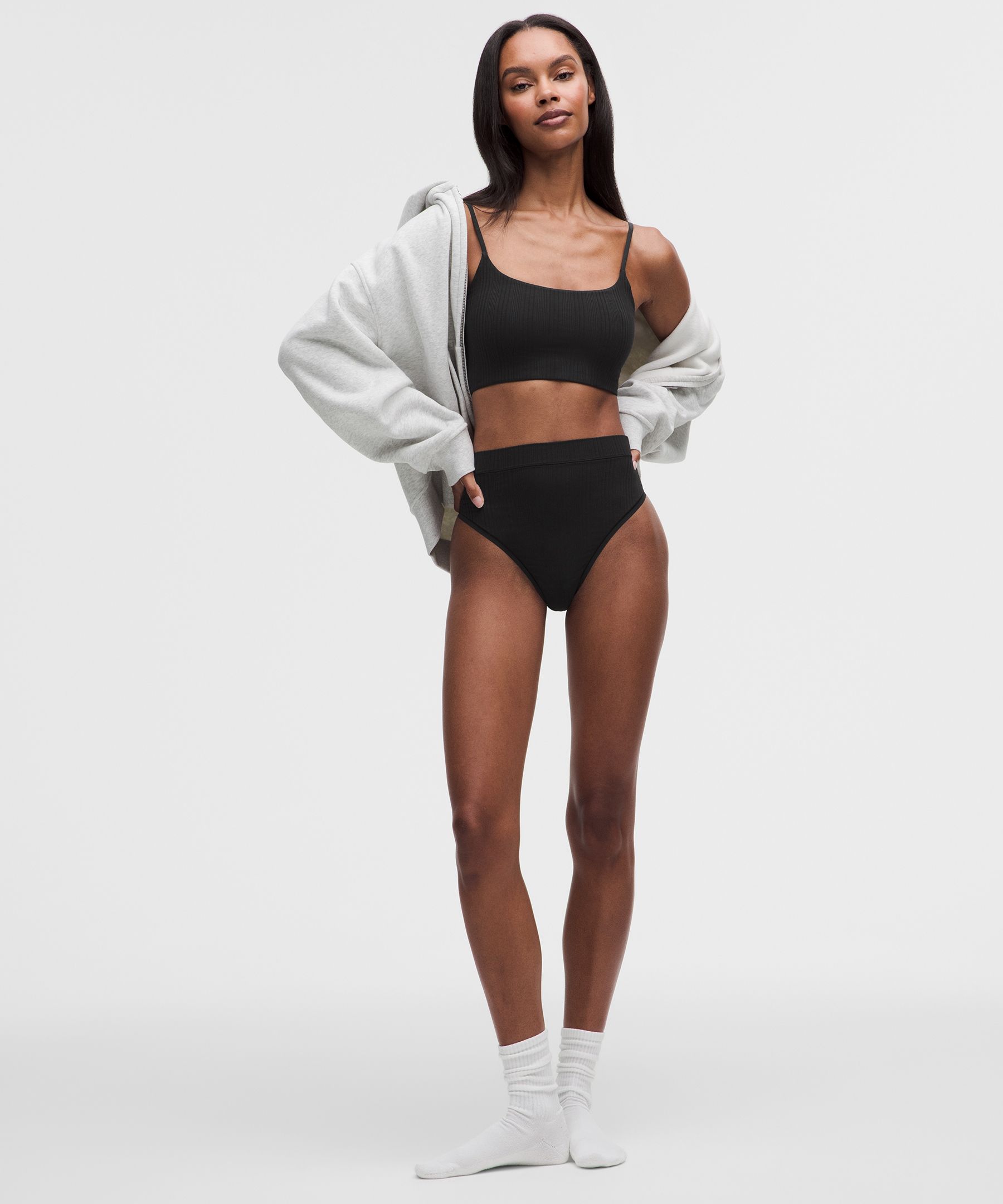 UnderEase High-Waist Ribbed Thong Underwear