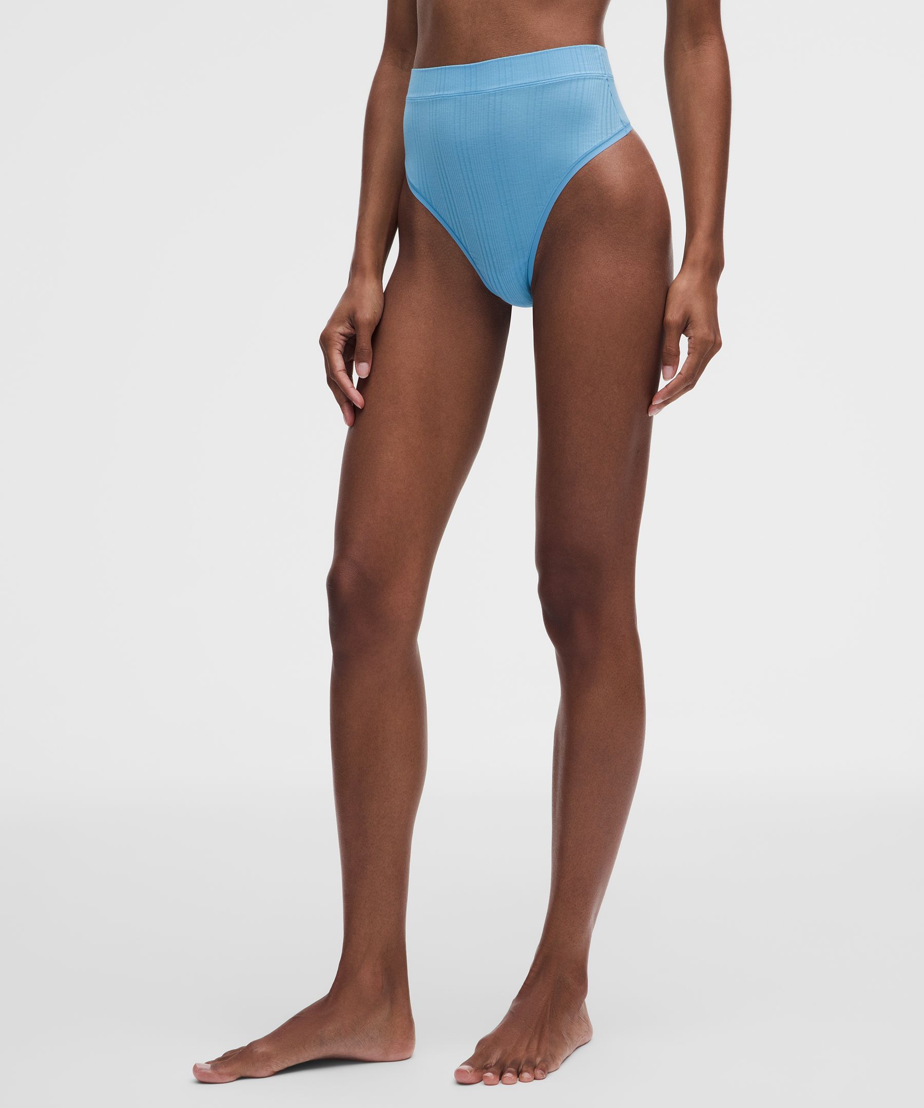 UnderEase High-Waist Ribbed Thong Underwear