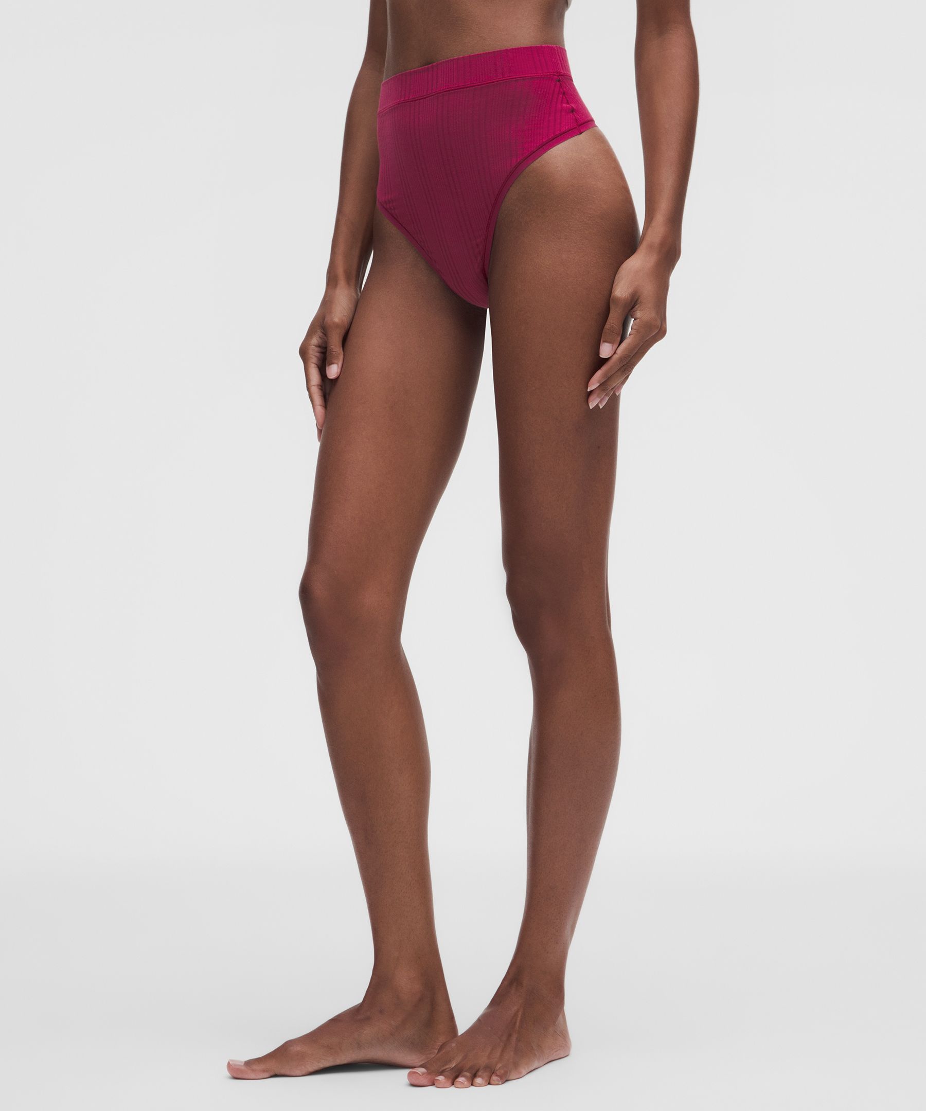 UnderEase High-Waist Ribbed Thong Underwear