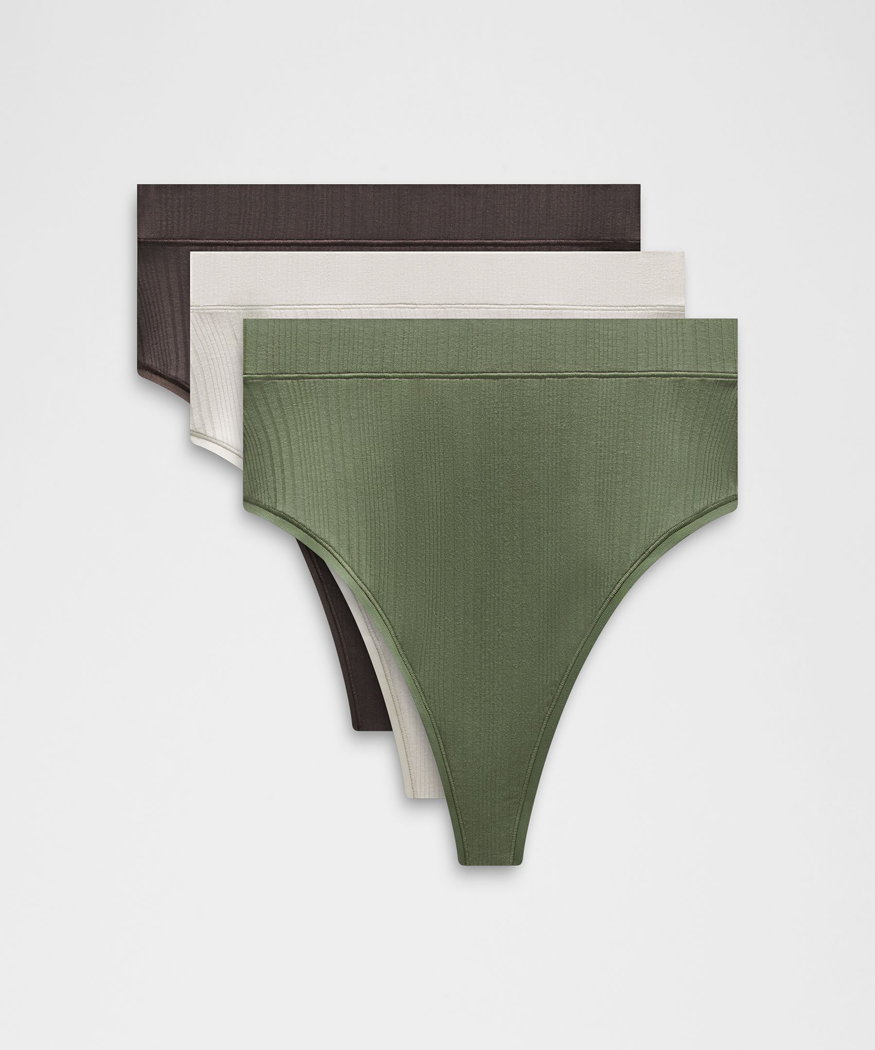 UnderEase High-Waist Ribbed Thong Underwear