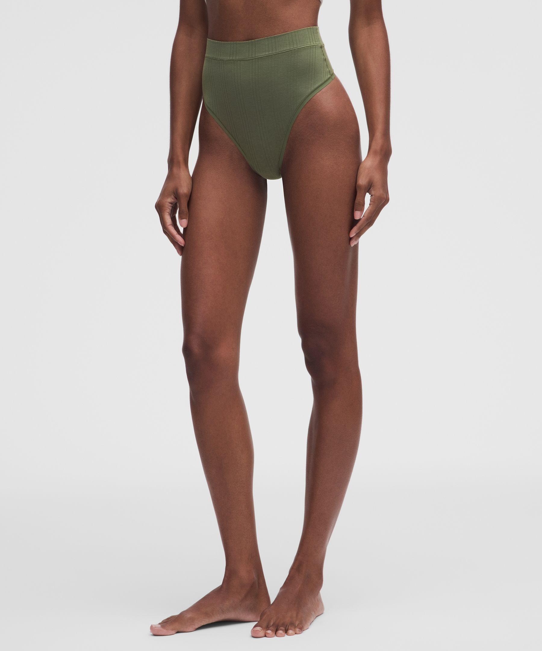 UnderEase High-Waist Ribbed Thong Underwear