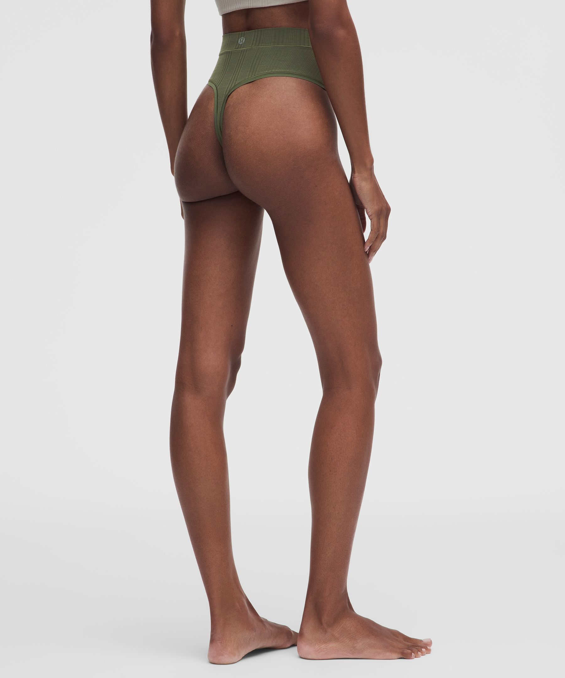 UnderEase High-Waist Ribbed Thong Underwear *3 Pack