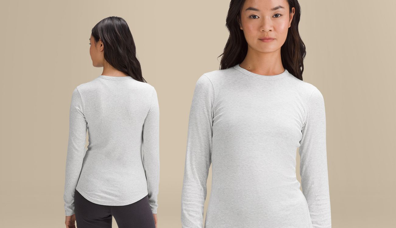 Women's Slim Fit Long Sleeve Ribbed Crewneck T-shirt - A New Day