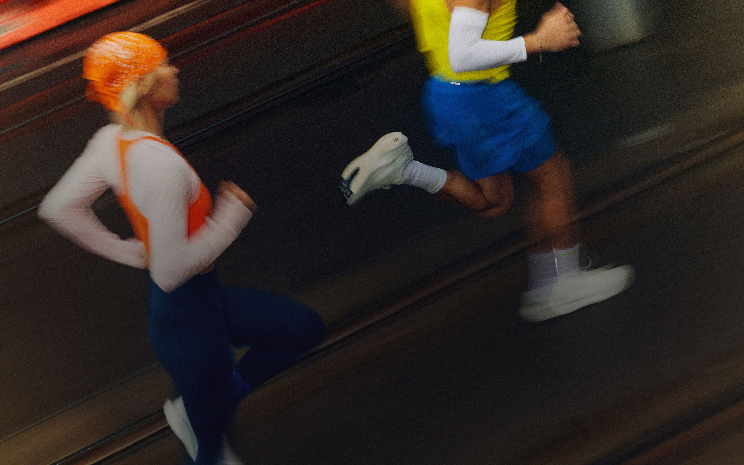 A close-up of a person's face as he is in motion.