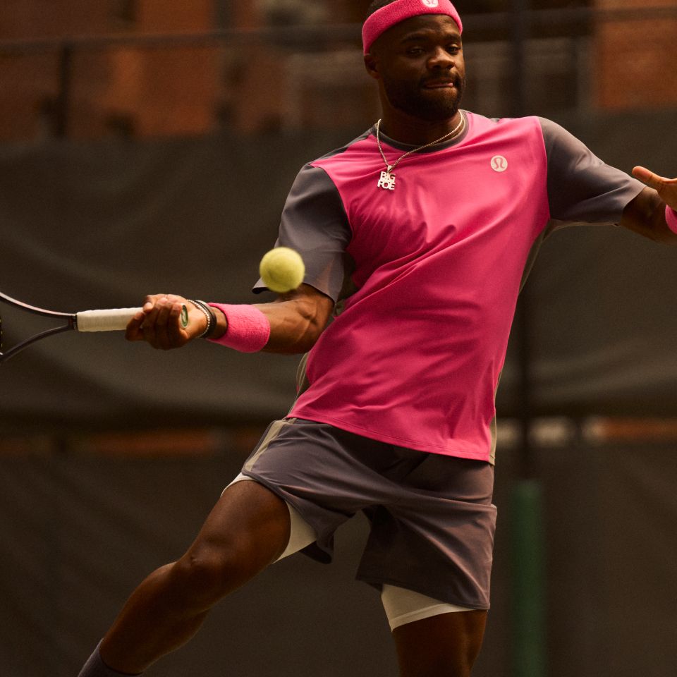 Pro Tennis Player and lululemon Ambassador Frances Tiafoe wears latest lululemon tennis gear. 