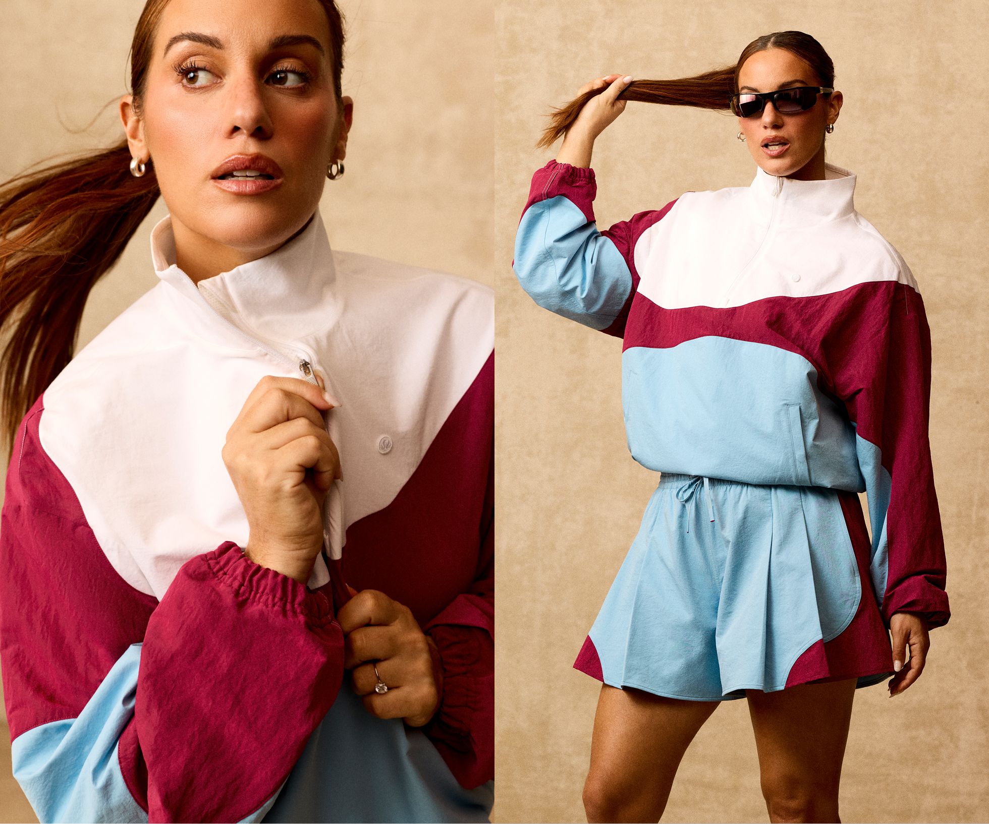Former D1 Tennis Player, Comedian, and lululemon Ambassador Hannah Berner wears the new Tennis Half-Zip Pullover.