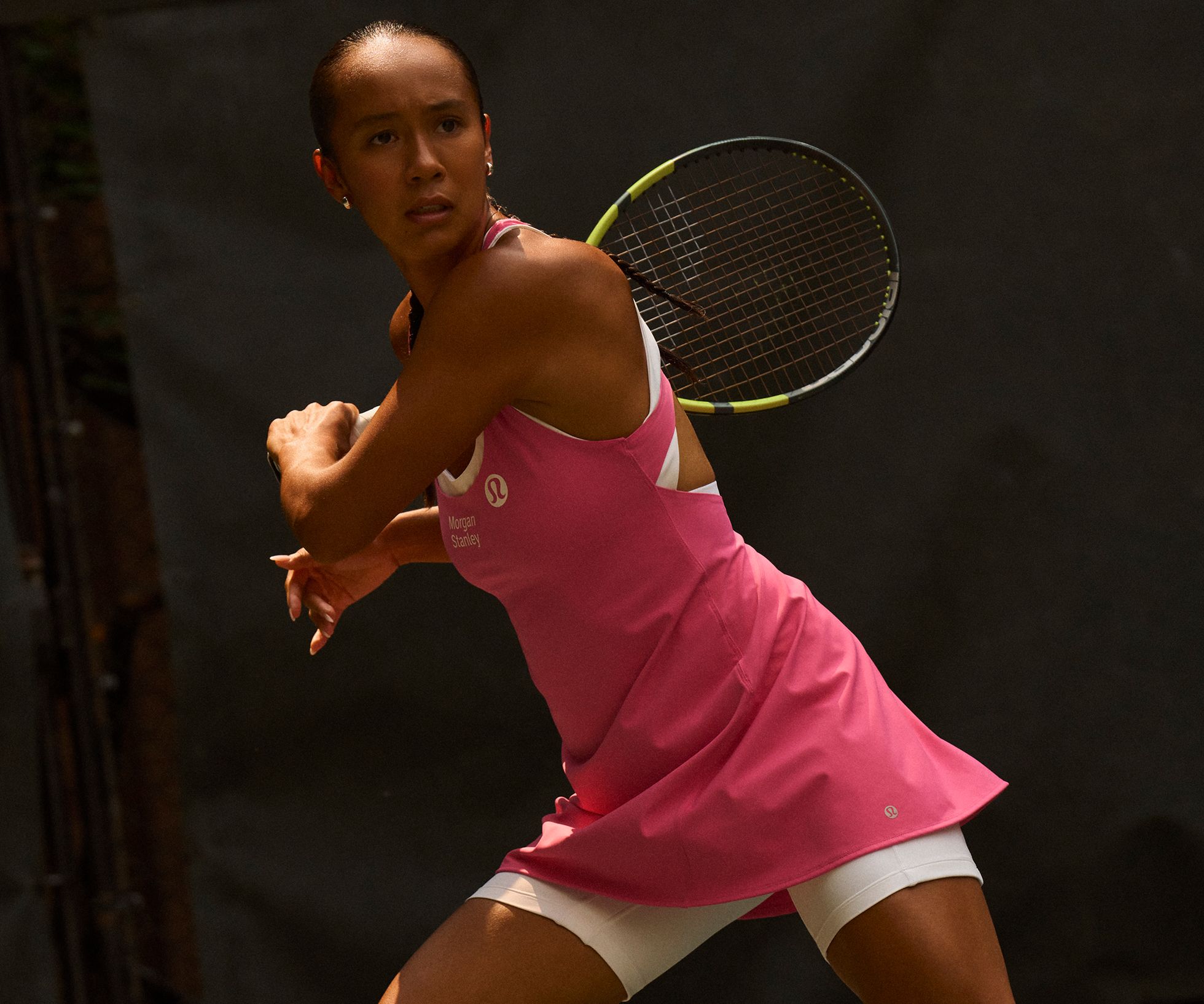 Pro Tennis Player and lululemon Ambassador Leylah Fernandez wears the new Layered Racerback Tennis Dress. 